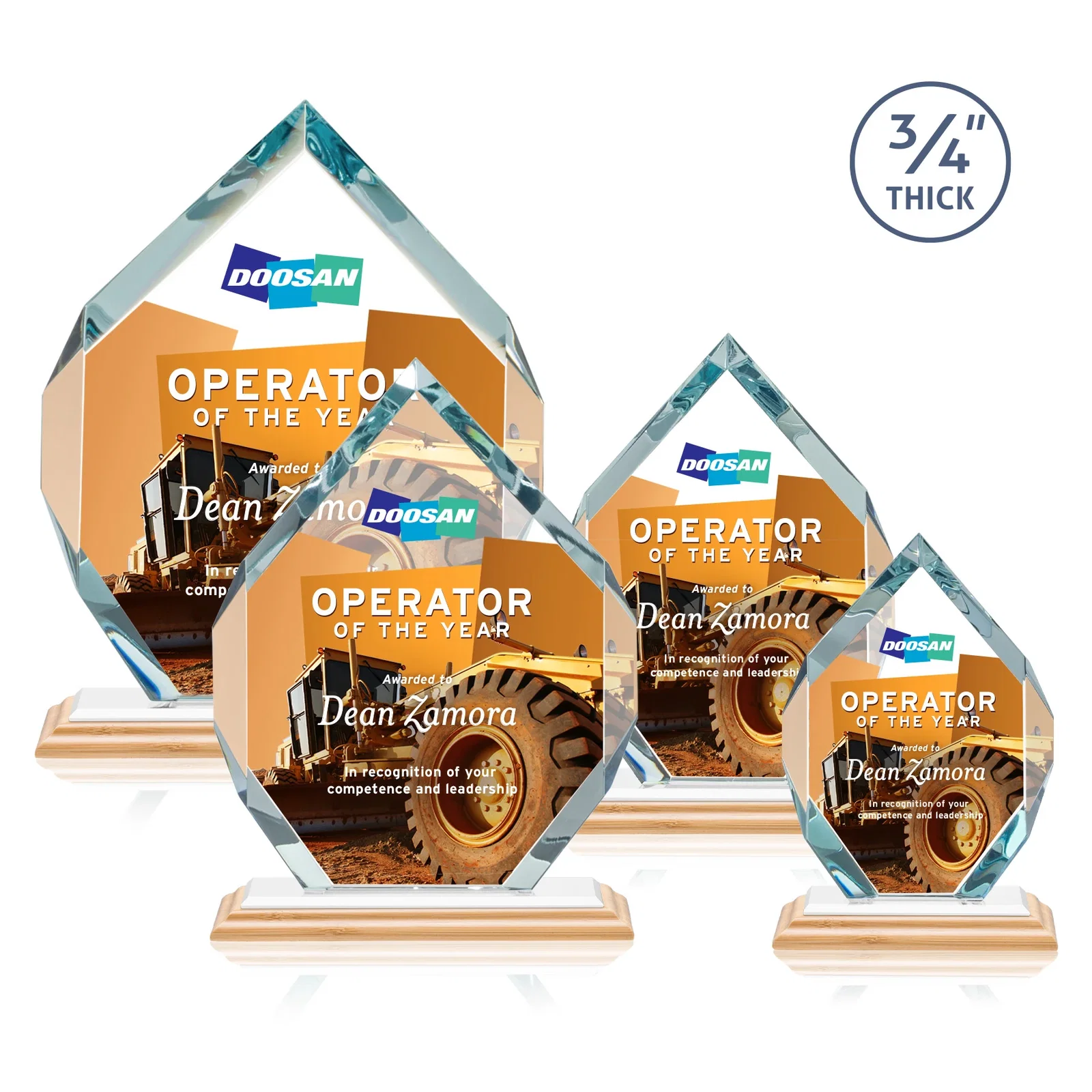 Promotional Starfire Crystal Six-Sided Award With Constant-Width Bevels, with your logo for retirement presentations