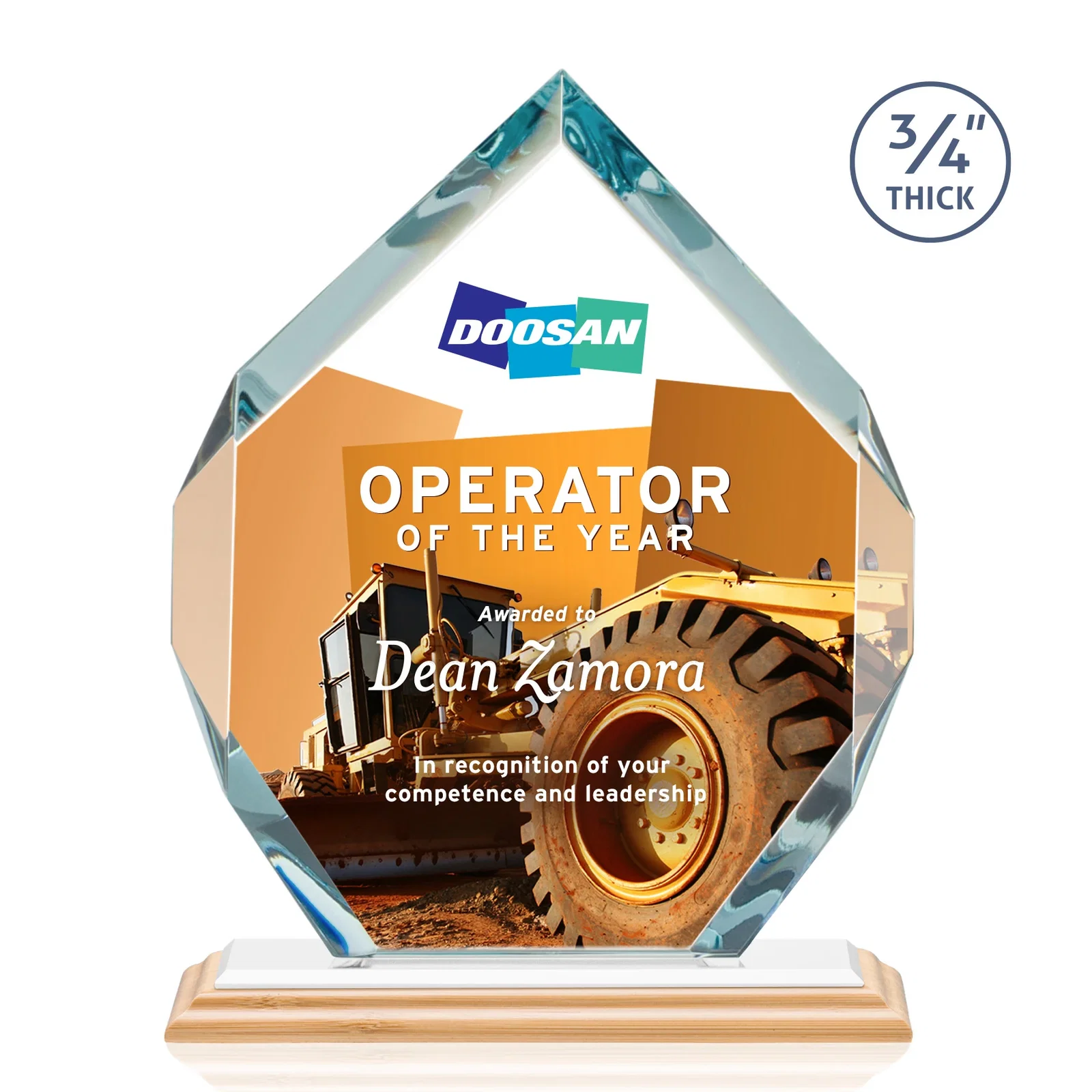 Promotional Starfire Crystal Six-Sided Award With Constant-Width Bevels, with your logo for safety achievement programs