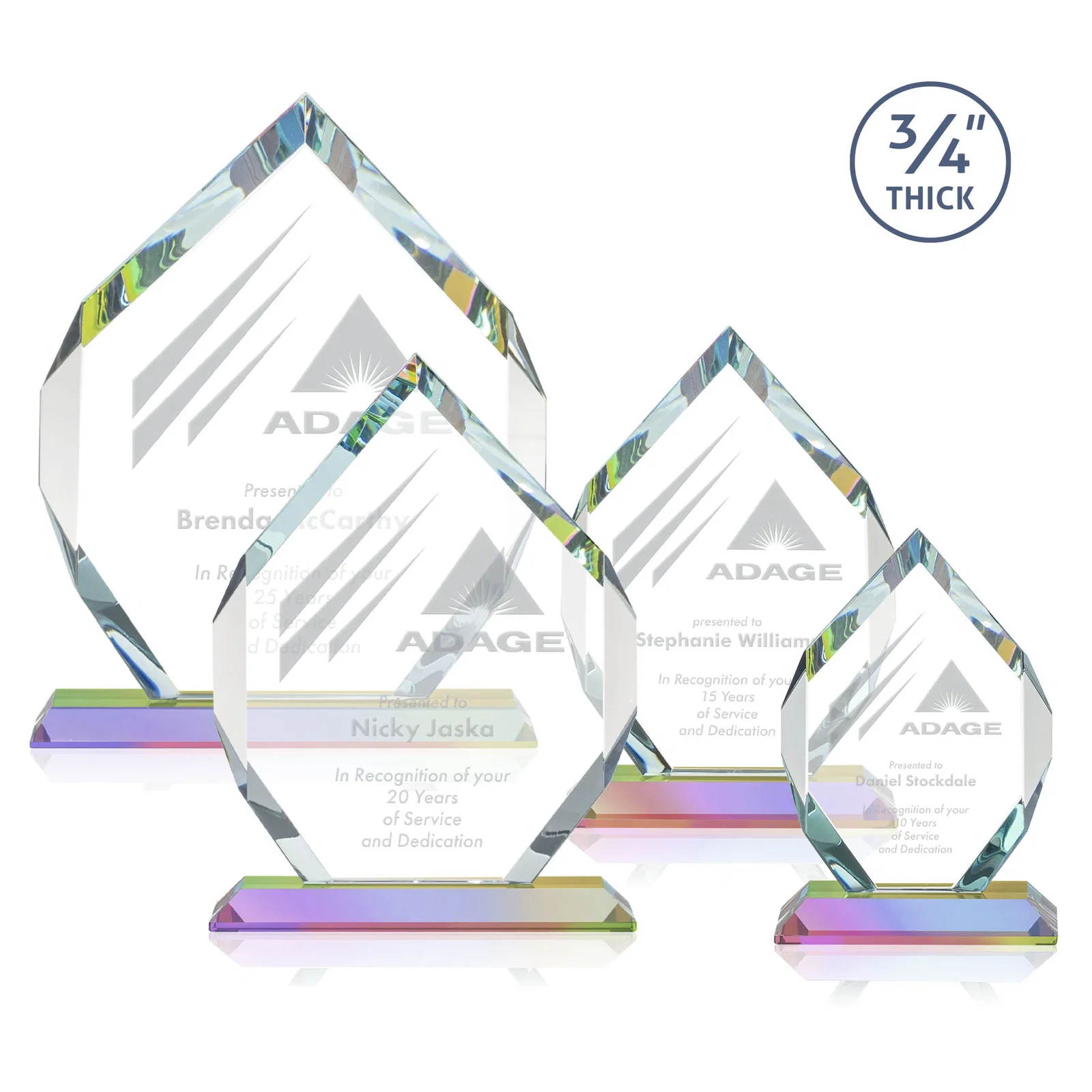 Promotional Starfire Crystal Six-Sided Award With Constant-Width Bevels, with your logo for volunteer appreciation
