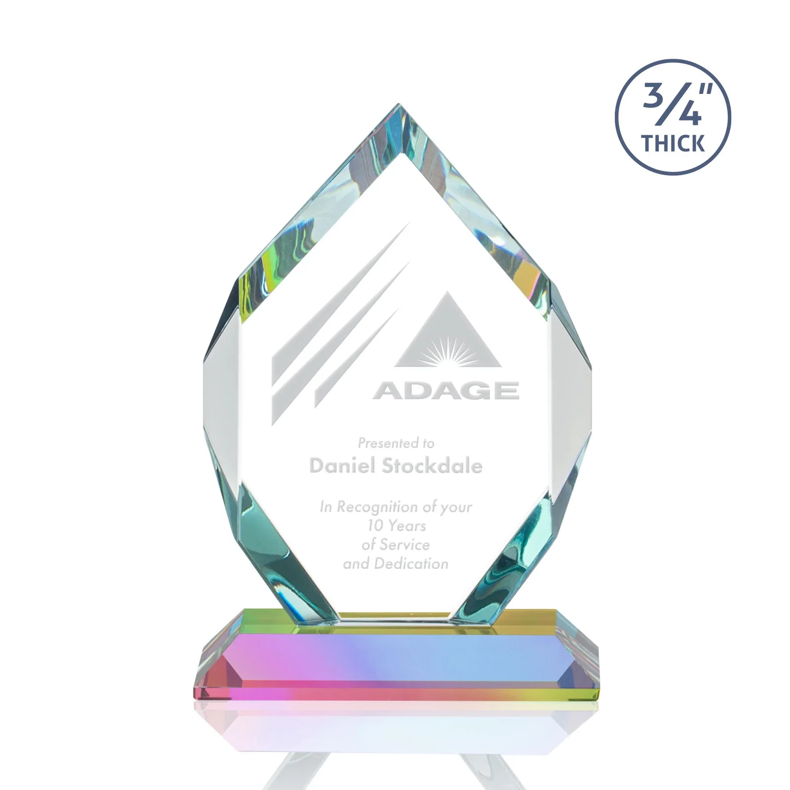 Promotional Starfire Crystal Six-Sided Award With Constant-Width Bevels, with your logo for dealer and partner awards