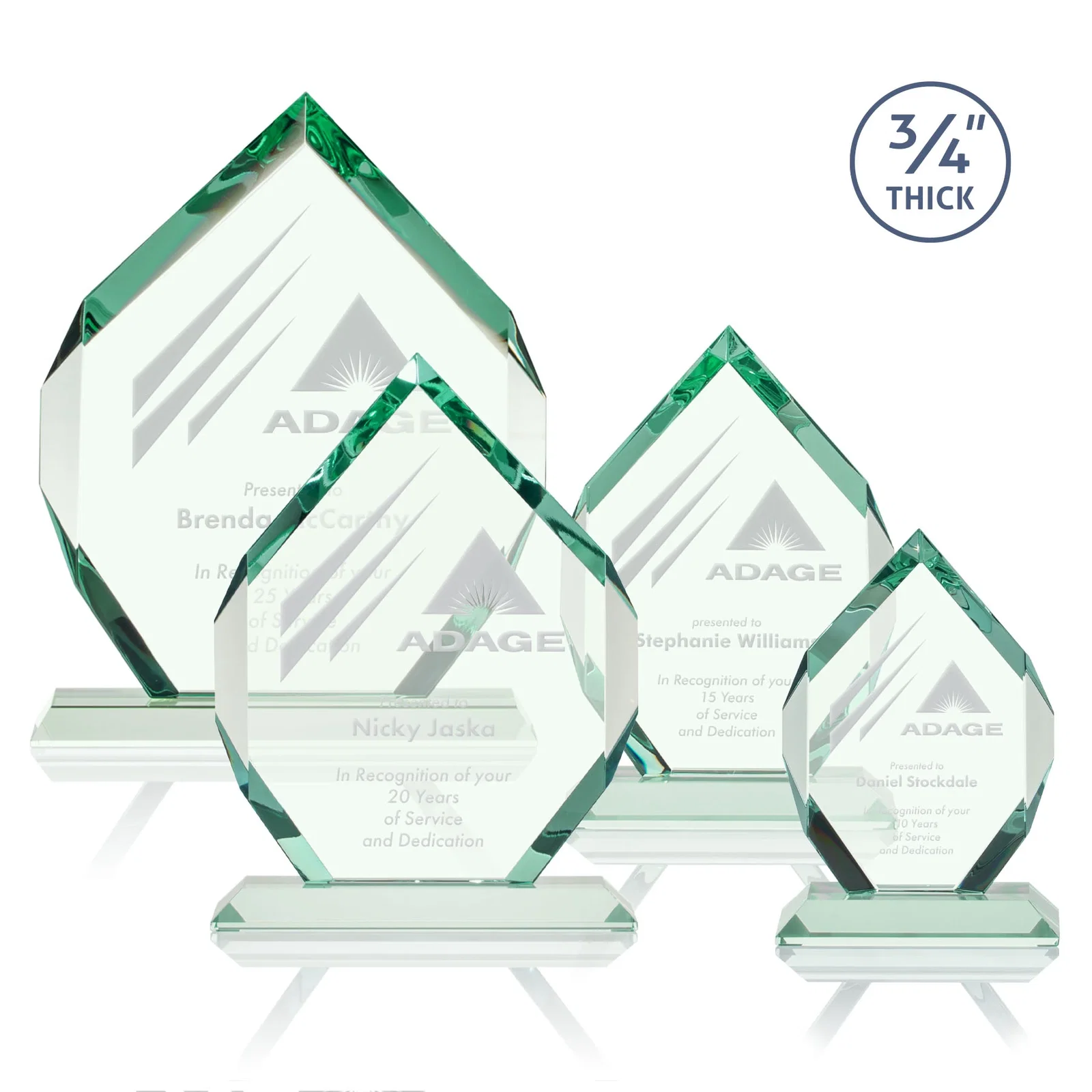 Custom Starfire Crystal Six-Sided Award With Constant-Width Bevels for company anniversary events