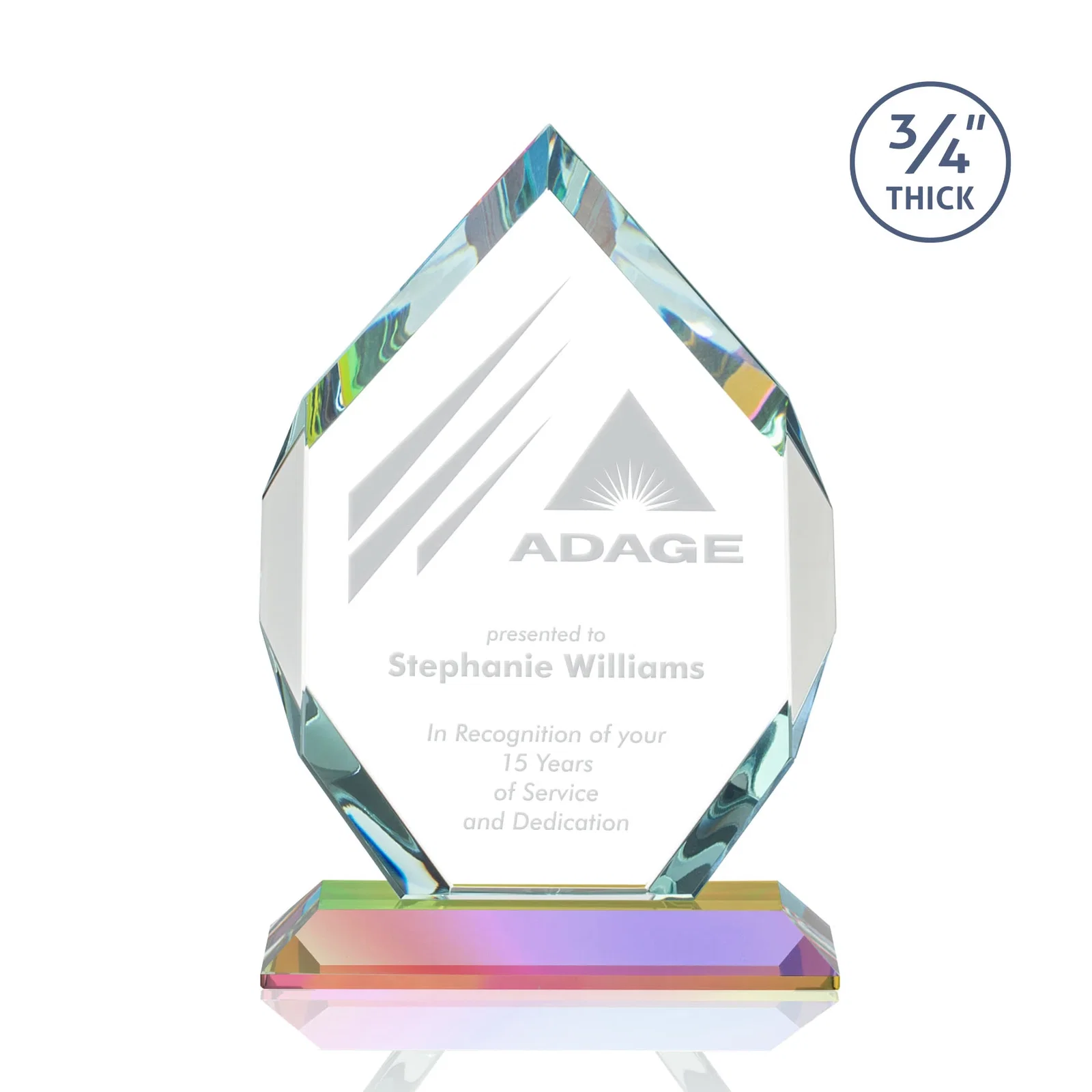 Promotional Starfire Crystal Six-Sided Award With Constant-Width Bevels, with your logo for company anniversary events