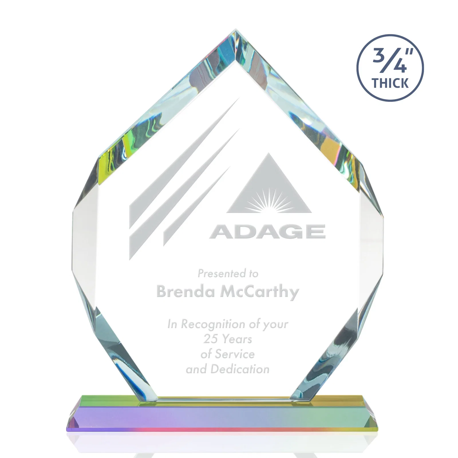 Branded Starfire Crystal Six-Sided Award With Constant-Width Bevels, with your logo for corporate award ceremonies