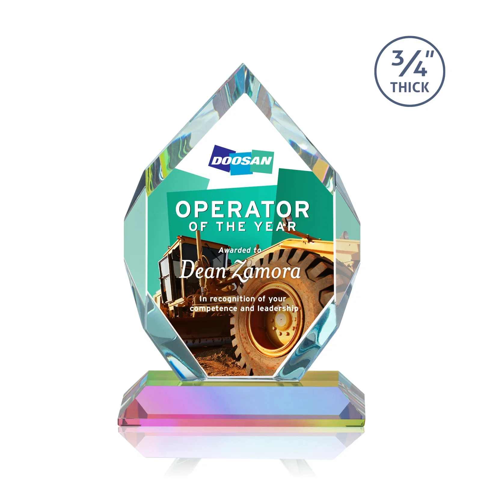 Branded Starfire Crystal Six-Sided Award With Constant-Width Bevels, with your logo for sales achievement awards
