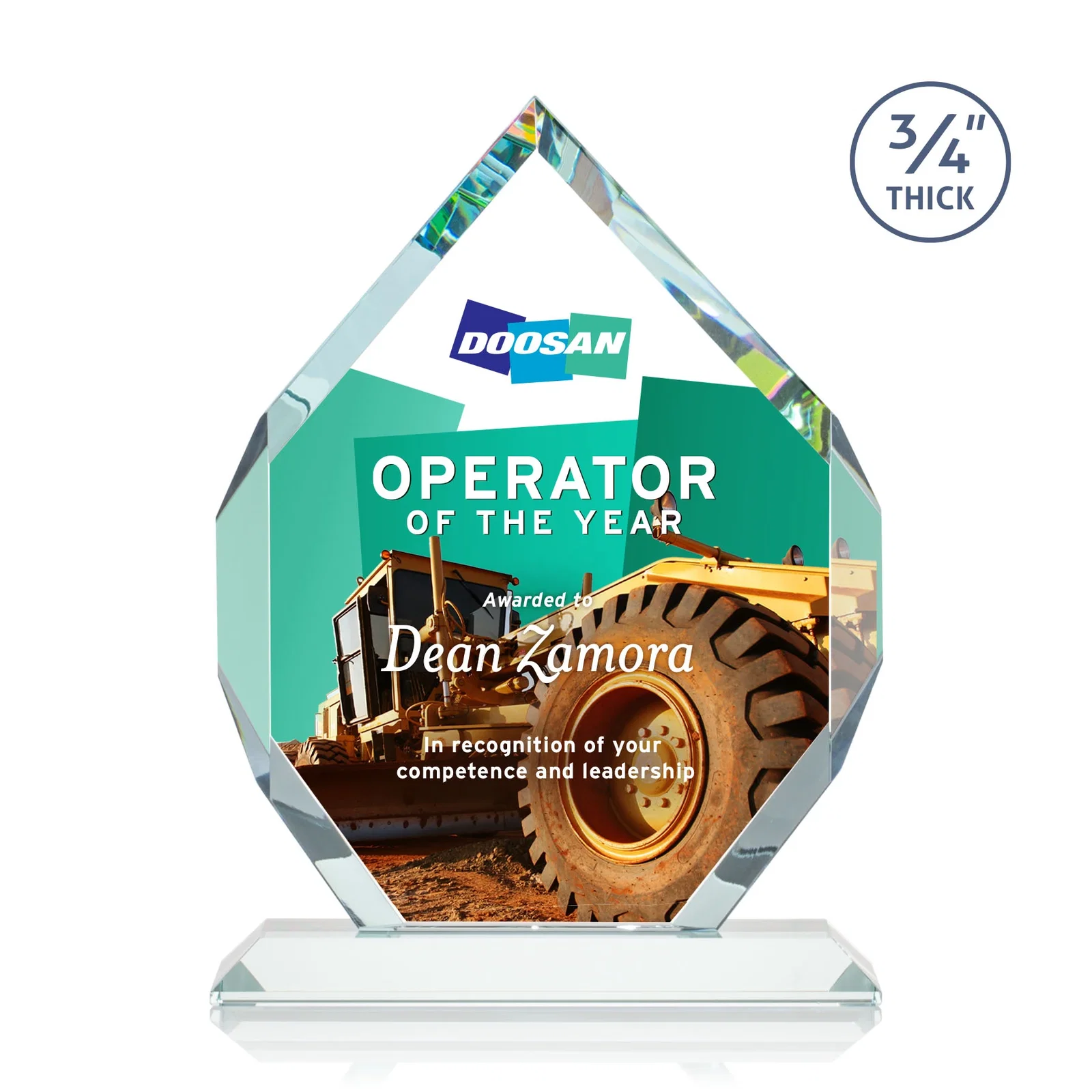 Branded Starfire Crystal Six-Sided Award With Constant-Width Bevels, with your logo for team milestone celebrations