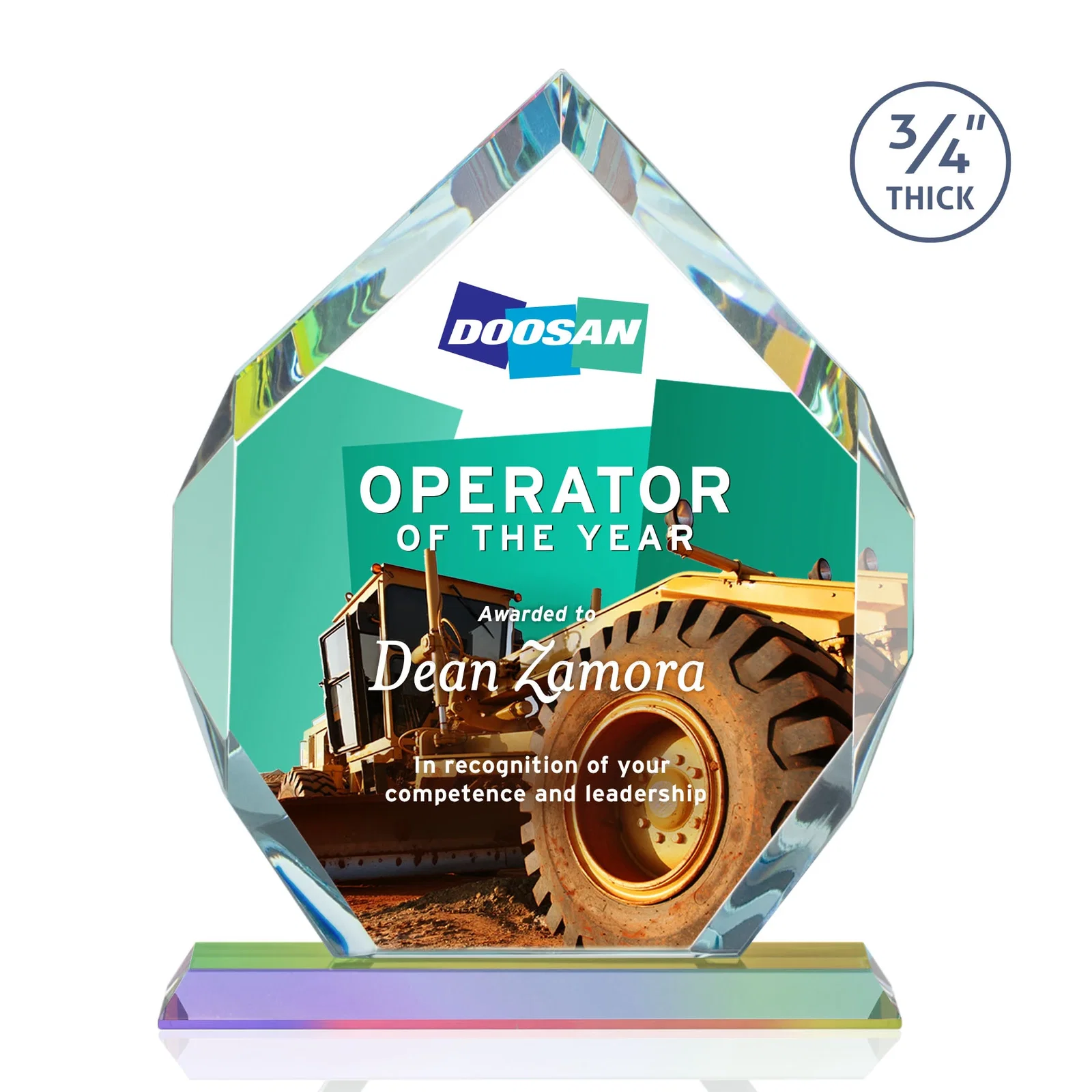 Branded Starfire Crystal Six-Sided Award With Constant-Width Bevels, with your logo for donor appreciation