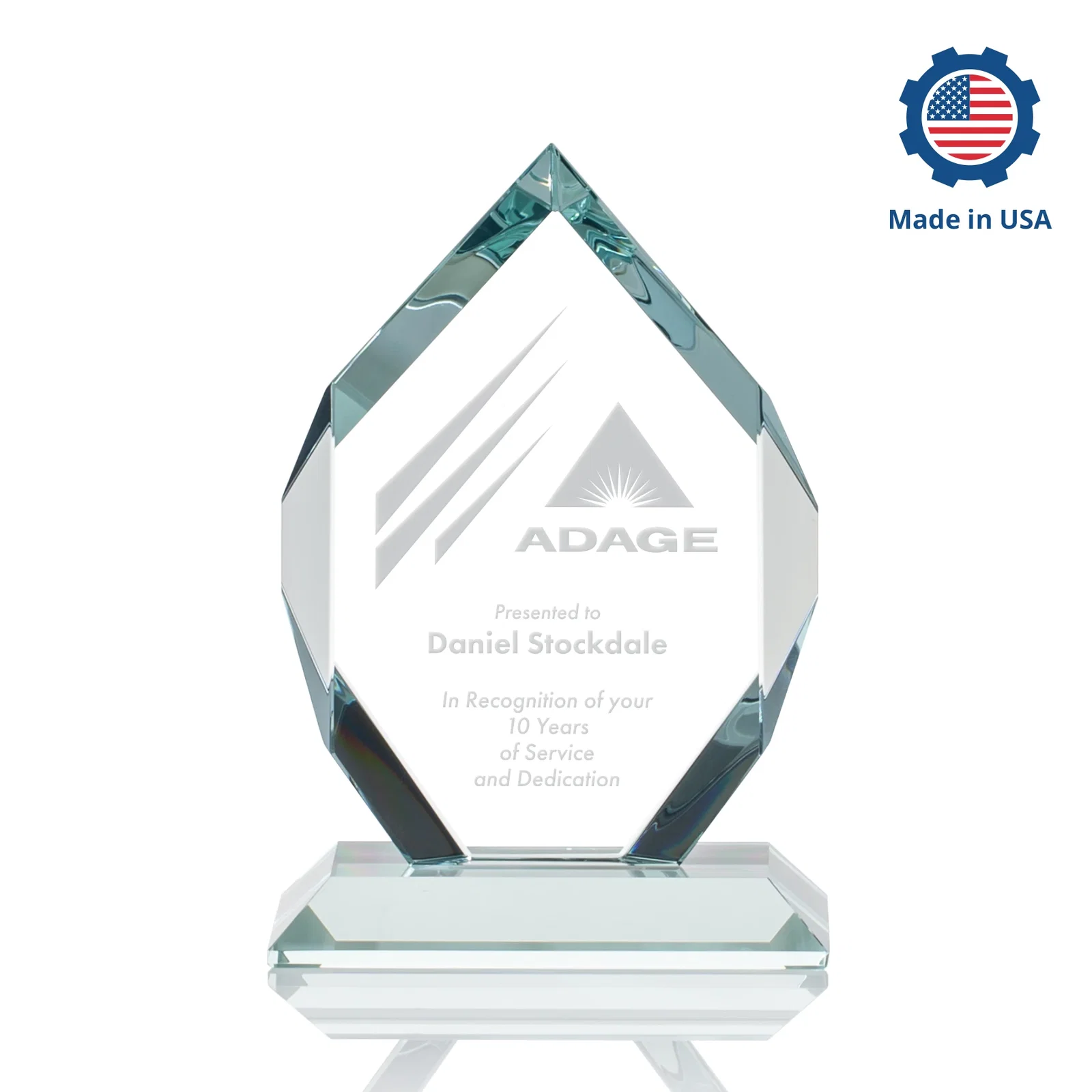 Branded Starfire Crystal Six-Sided Award With Constant-Width Bevels, with your logo for safety achievement programs