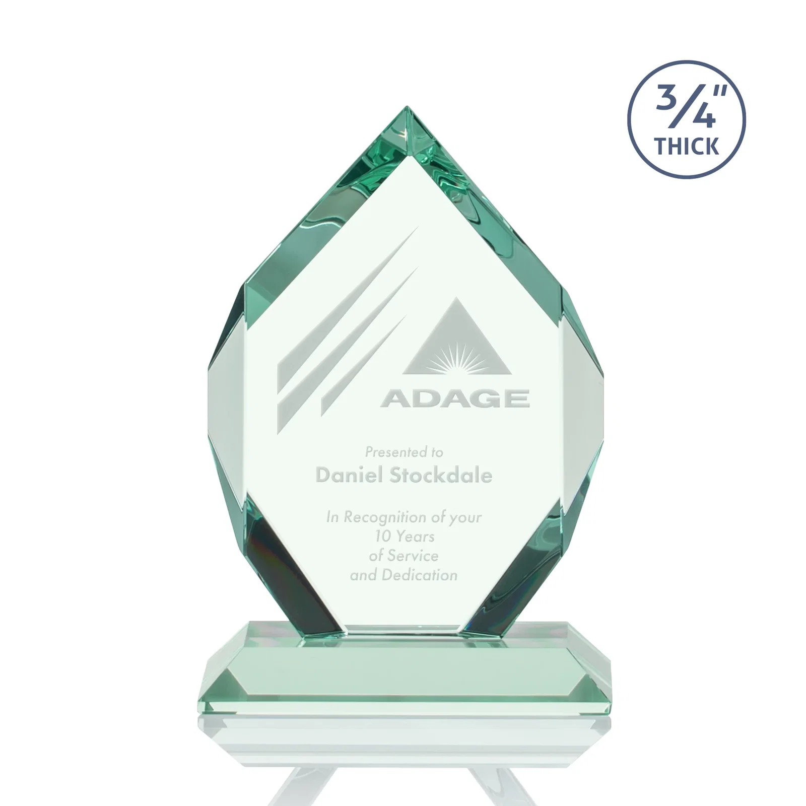 Personalized Starfire Crystal Six-Sided Award With Constant-Width Bevels for employee recognition