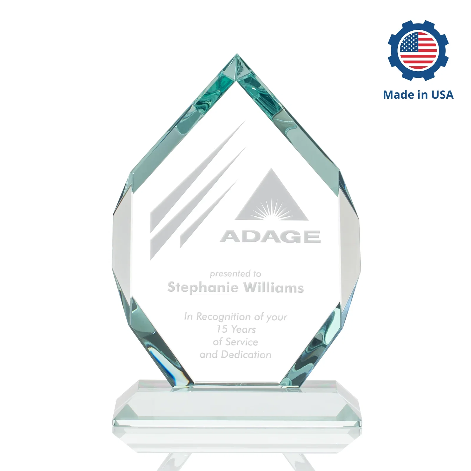 Branded Starfire Crystal Six-Sided Award With Constant-Width Bevels, with your logo for volunteer appreciation