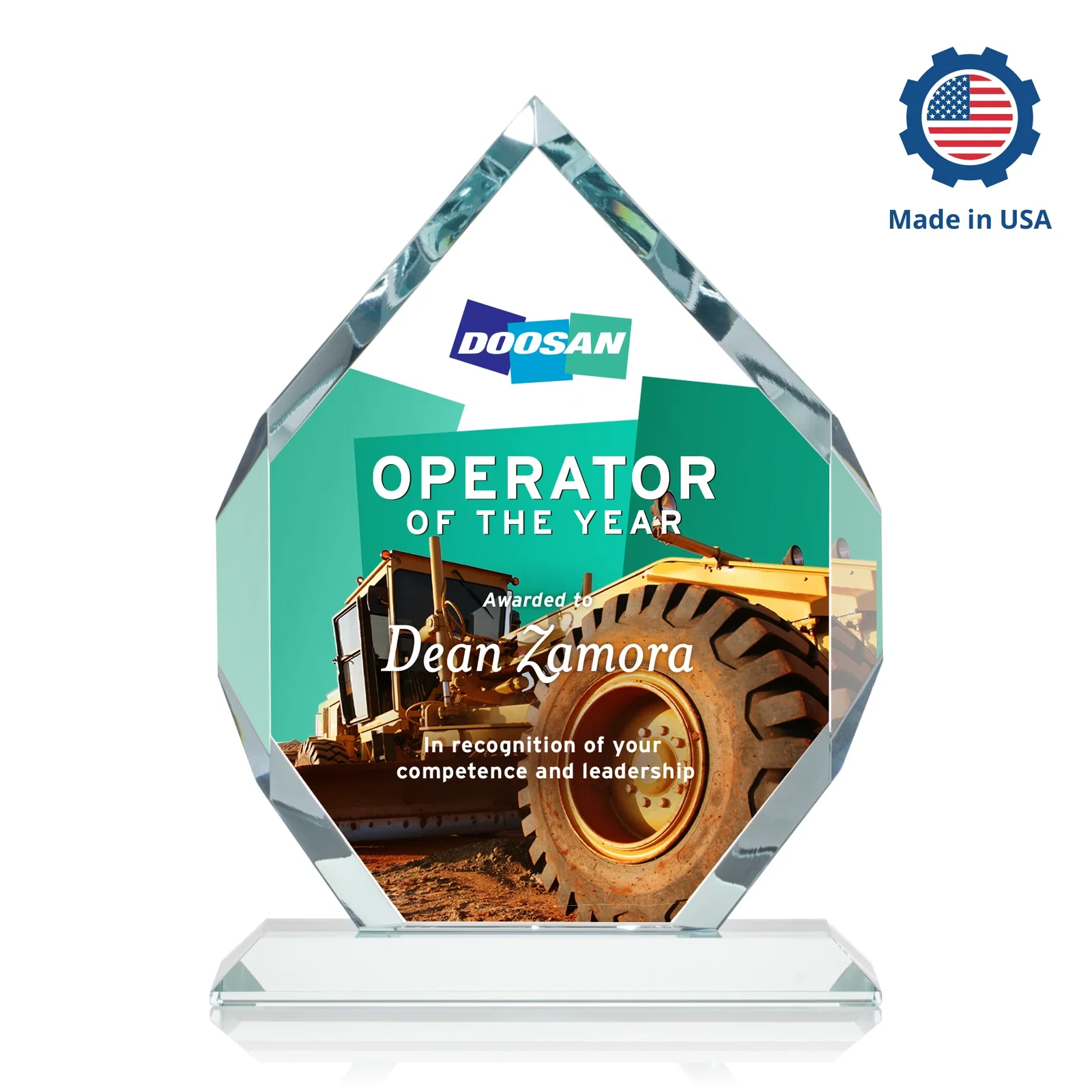 Custom printed Starfire Crystal Six-Sided Award With Constant-Width Bevels, with your logo for sales achievement awards