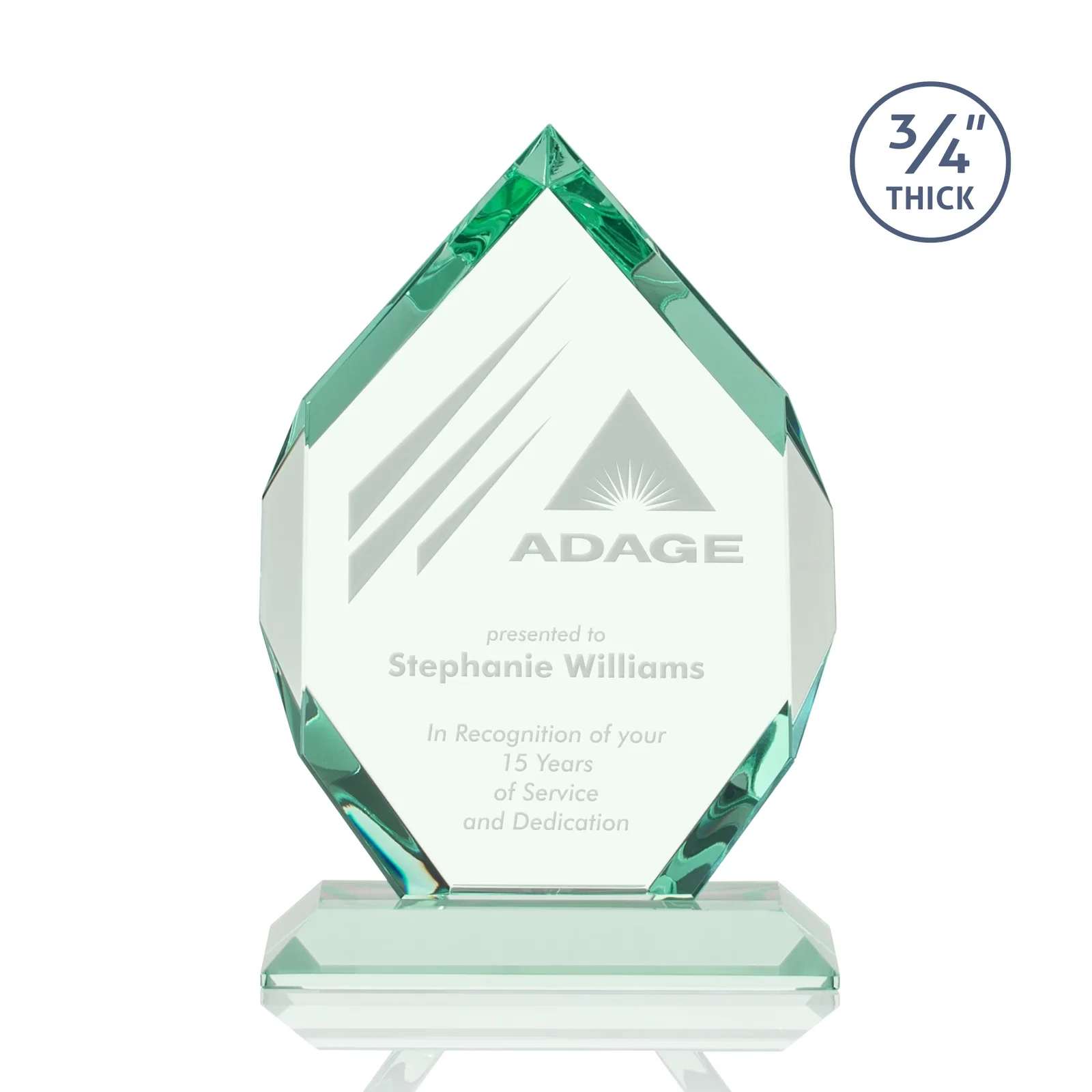 Personalized Starfire Crystal Six-Sided Award With Constant-Width Bevels for corporate award ceremonies
