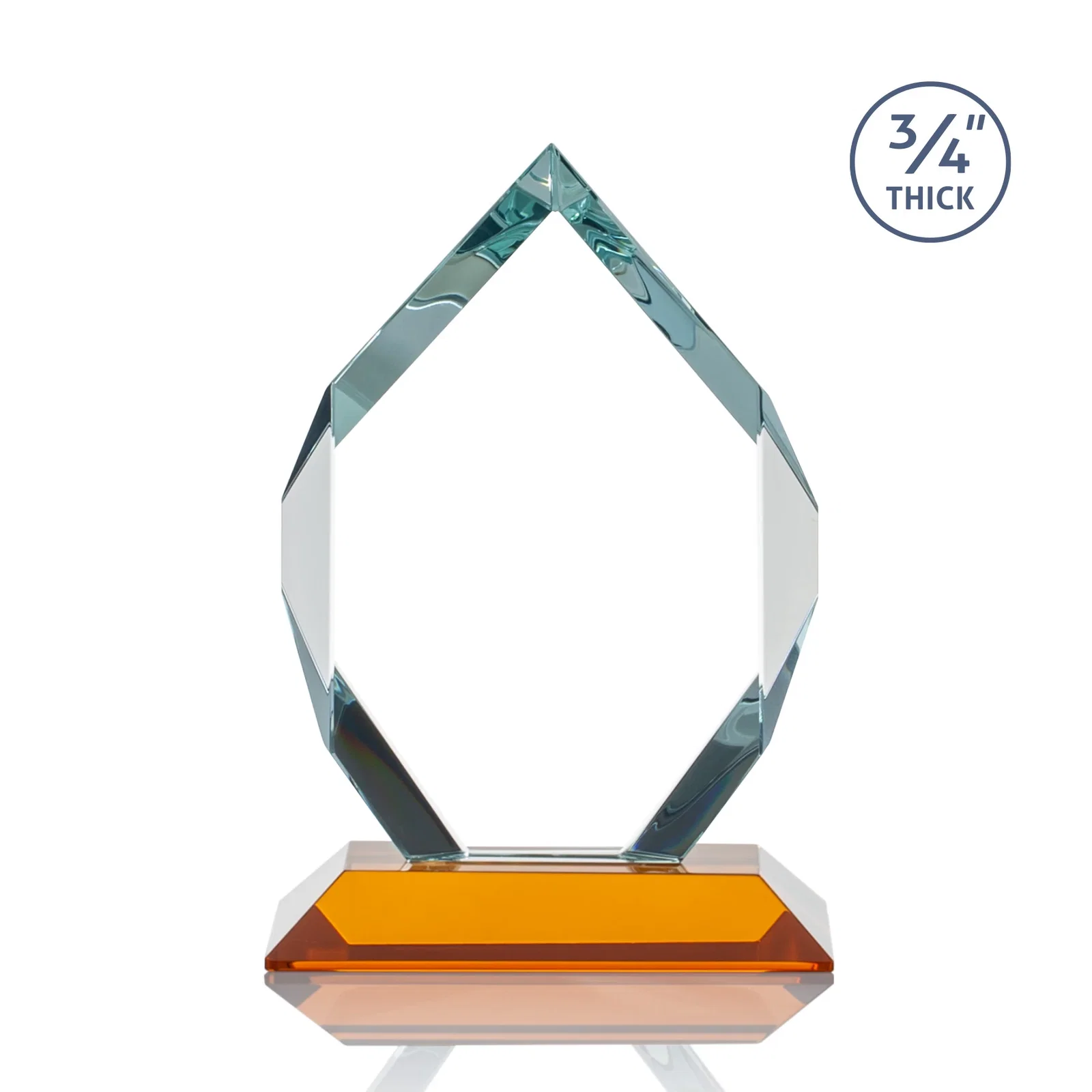 Customized Starfire Crystal Six-Sided Award With Constant-Width Bevels, with your logo for team milestone celebrations