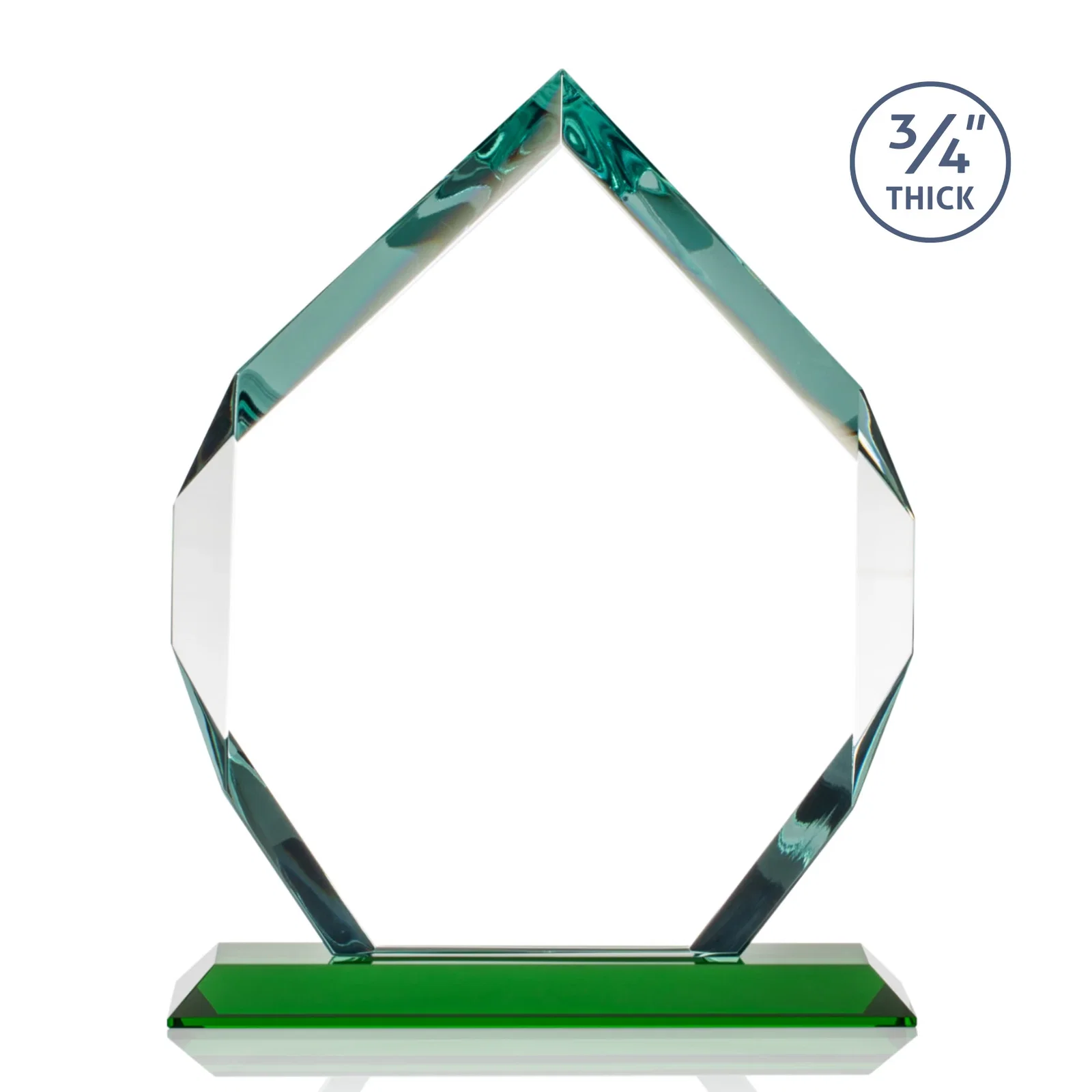 Custom engraved Starfire Crystal Six-Sided Award With Constant-Width Bevels, with your logo for employee recognition