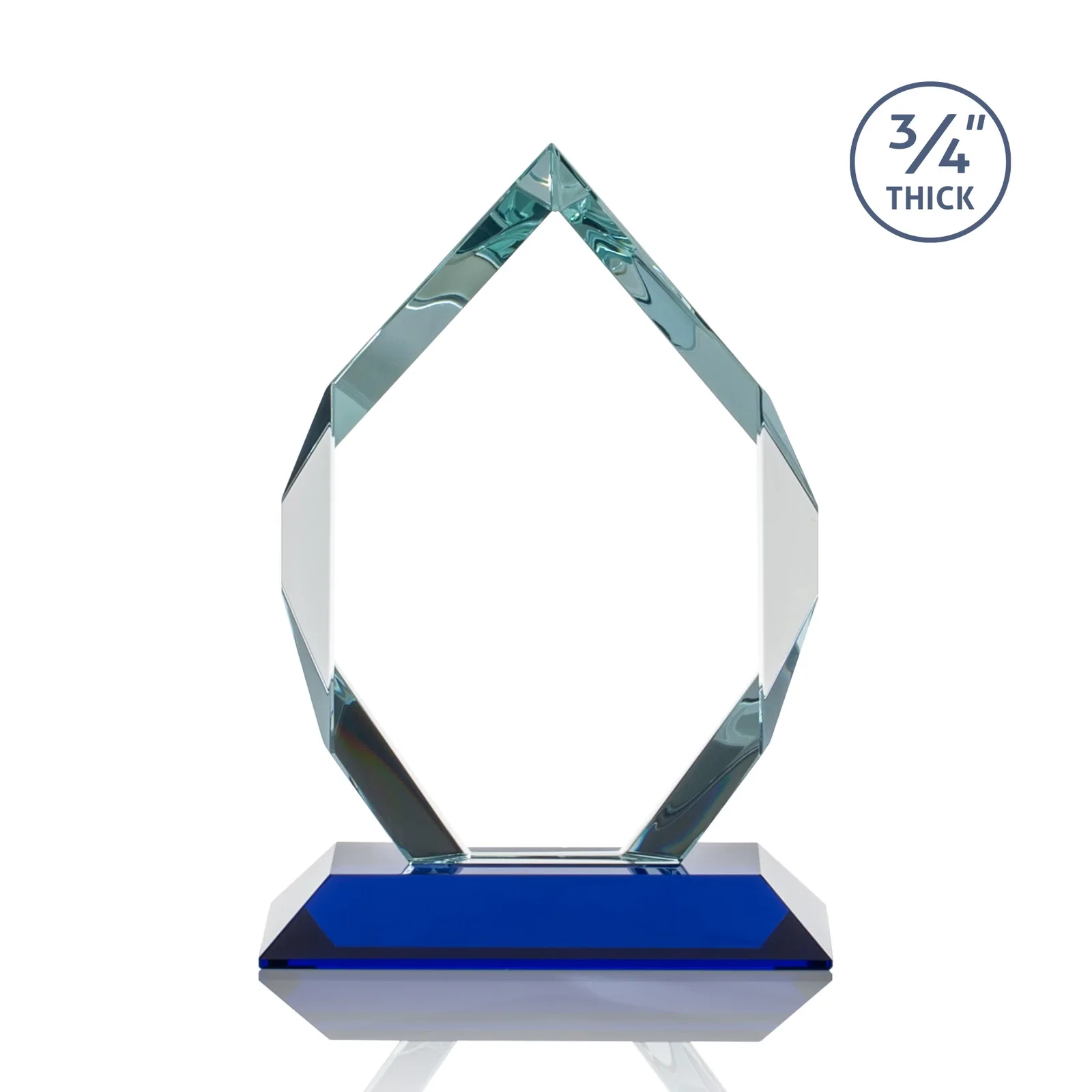 Custom engraved Starfire Crystal Six-Sided Award With Constant-Width Bevels, with your logo for corporate award ceremonies