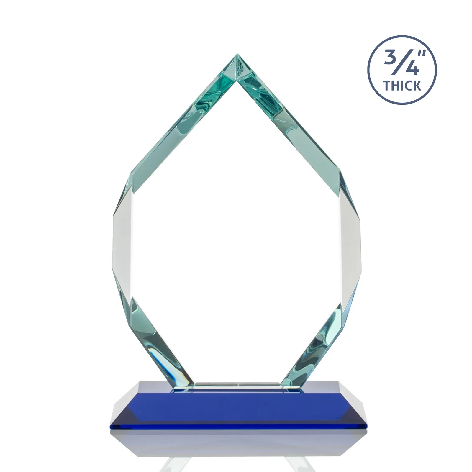 Custom engraved Starfire Crystal Six-Sided Award With Constant-Width Bevels, with your logo for service anniversary gifts