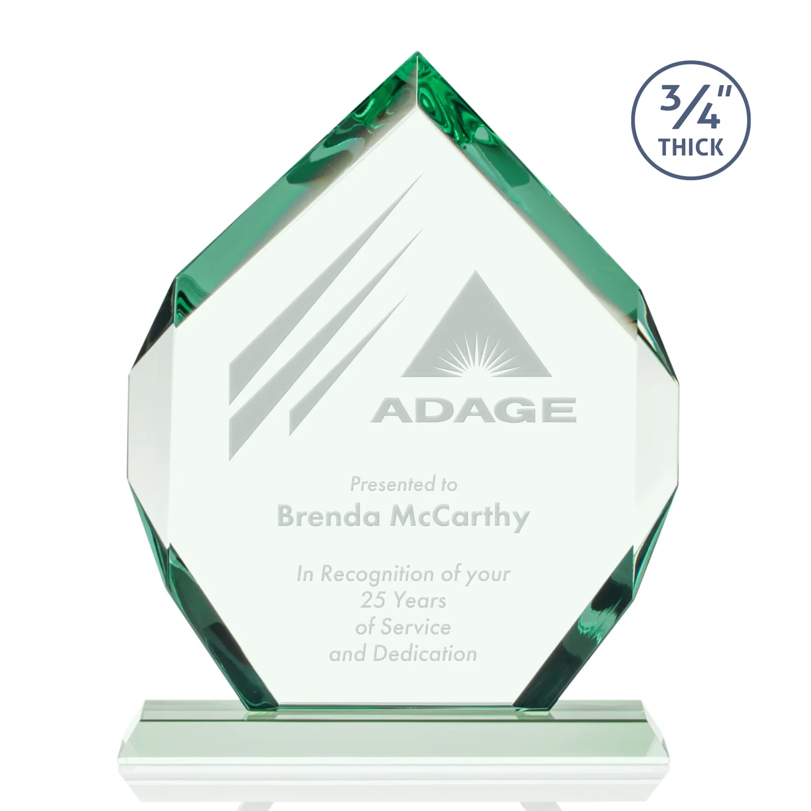 Personalized Starfire Crystal Six-Sided Award With Constant-Width Bevels for sales achievement awards
