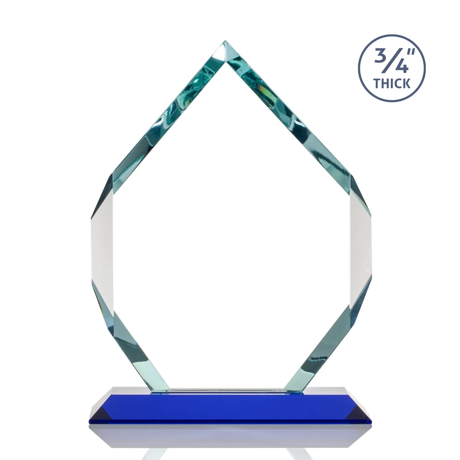 Custom engraved Starfire Crystal Six-Sided Award With Constant-Width Bevels, with your logo for sales achievement awards