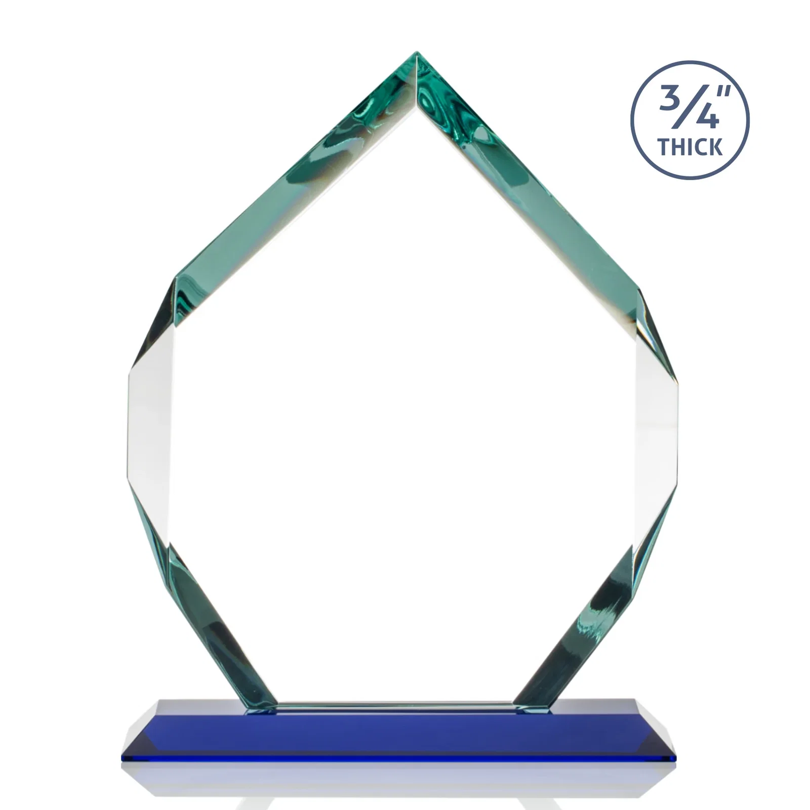 Custom engraved Starfire Crystal Six-Sided Award With Constant-Width Bevels, with your logo for retirement presentations