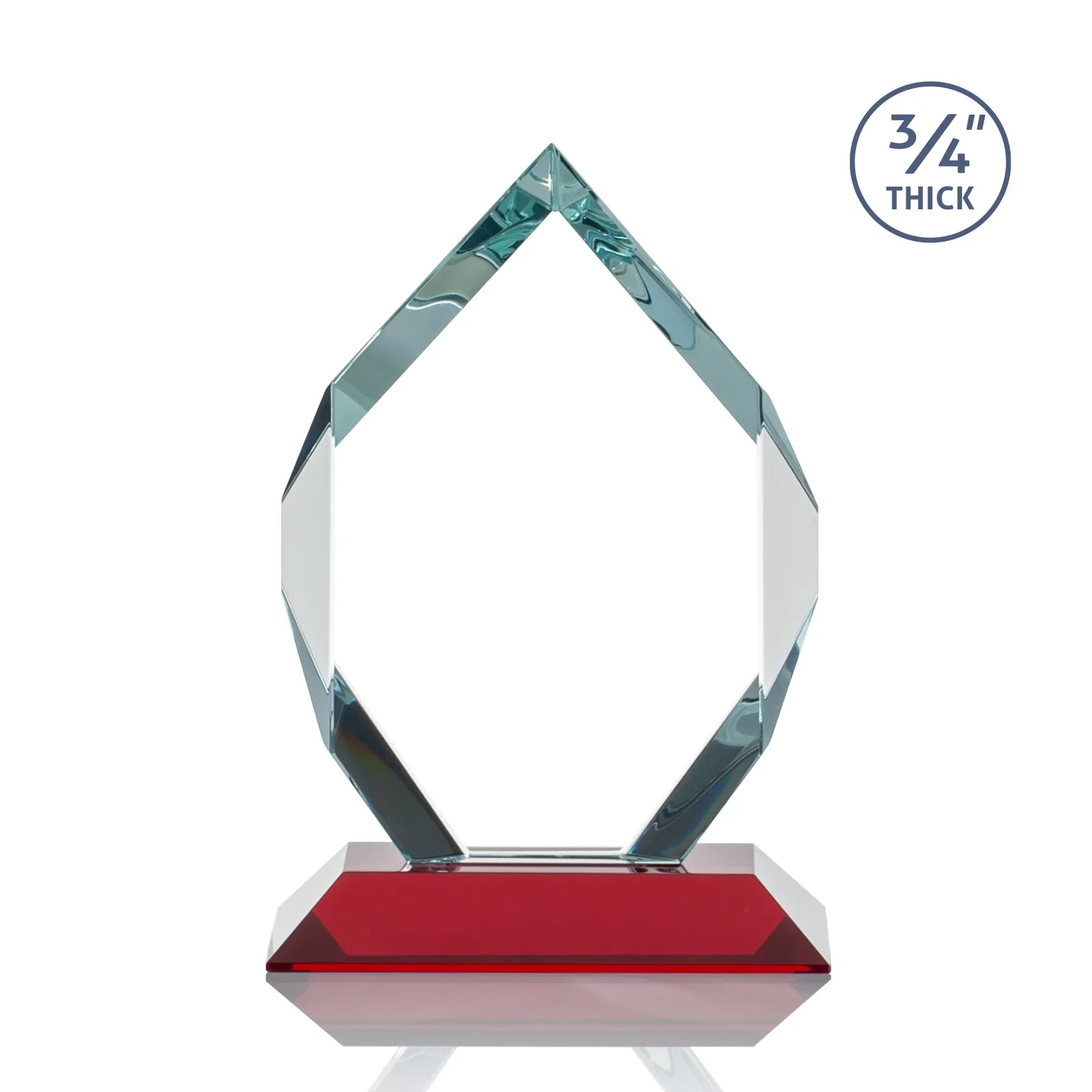 Custom engraved Starfire Crystal Six-Sided Award With Constant-Width Bevels, with your logo for team milestone celebrations