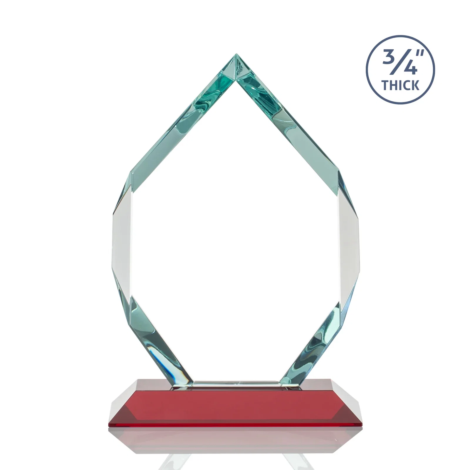 Custom engraved Starfire Crystal Six-Sided Award With Constant-Width Bevels, with your logo for donor appreciation