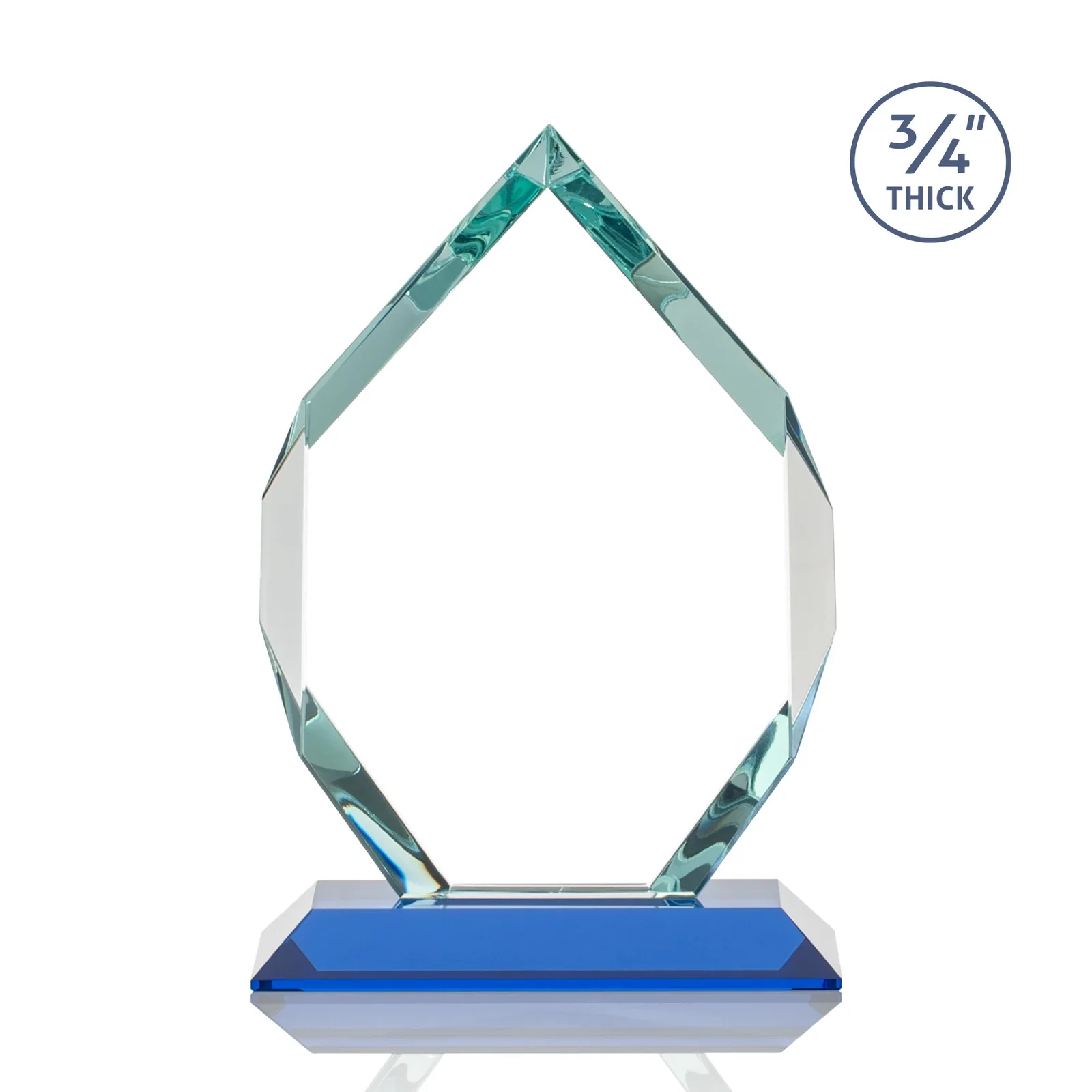 Custom engraved Starfire Crystal Six-Sided Award With Constant-Width Bevels, with your logo for dealer and partner awards