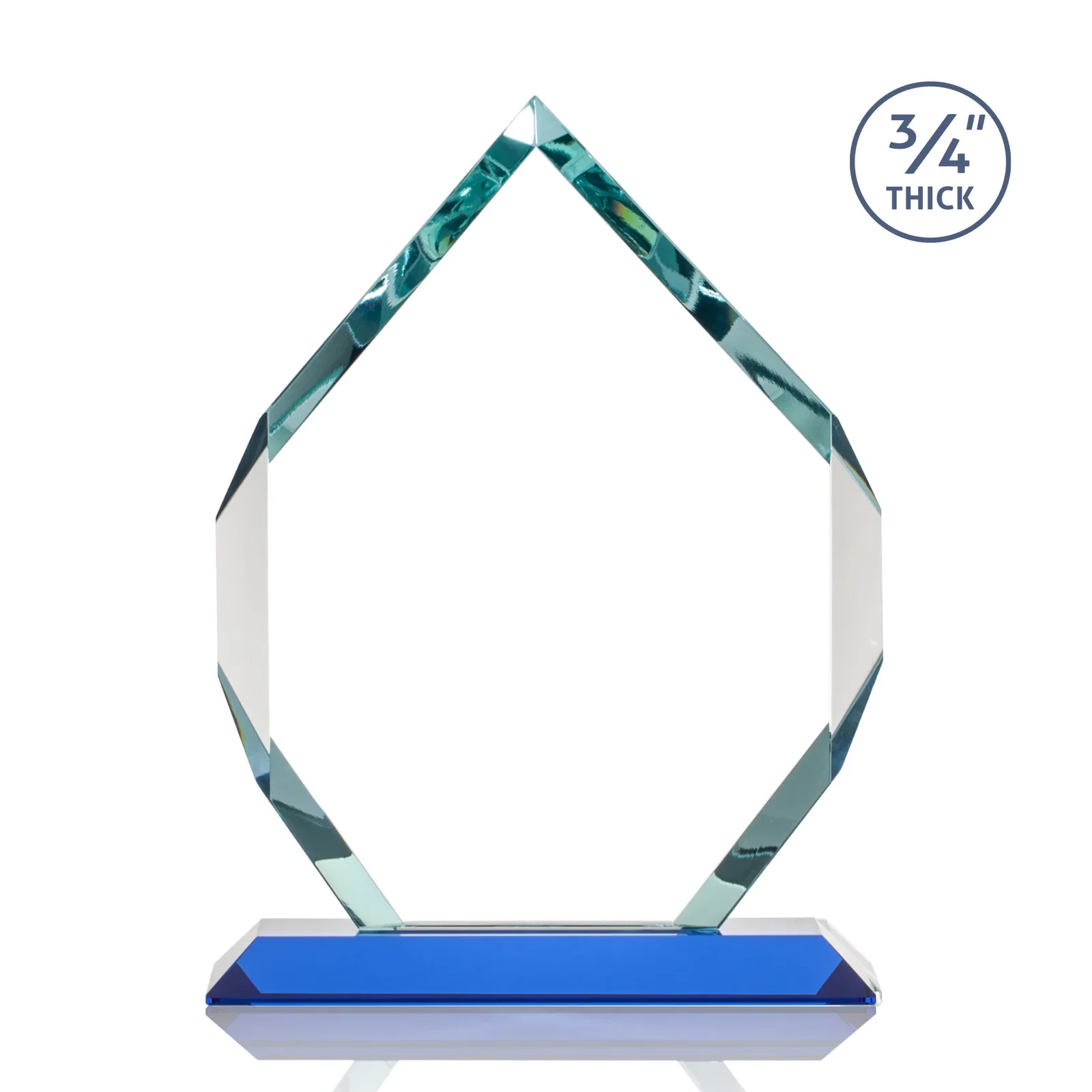Custom engraved Starfire Crystal Six-Sided Award With Constant-Width Bevels, with your logo for company anniversary events