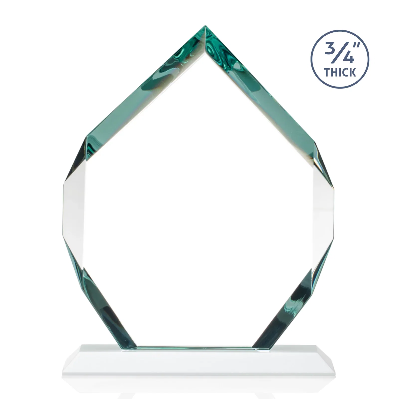 Custom Starfire Crystal Six-Sided Award With Constant-Width Bevels, with your company name for retirement presentations