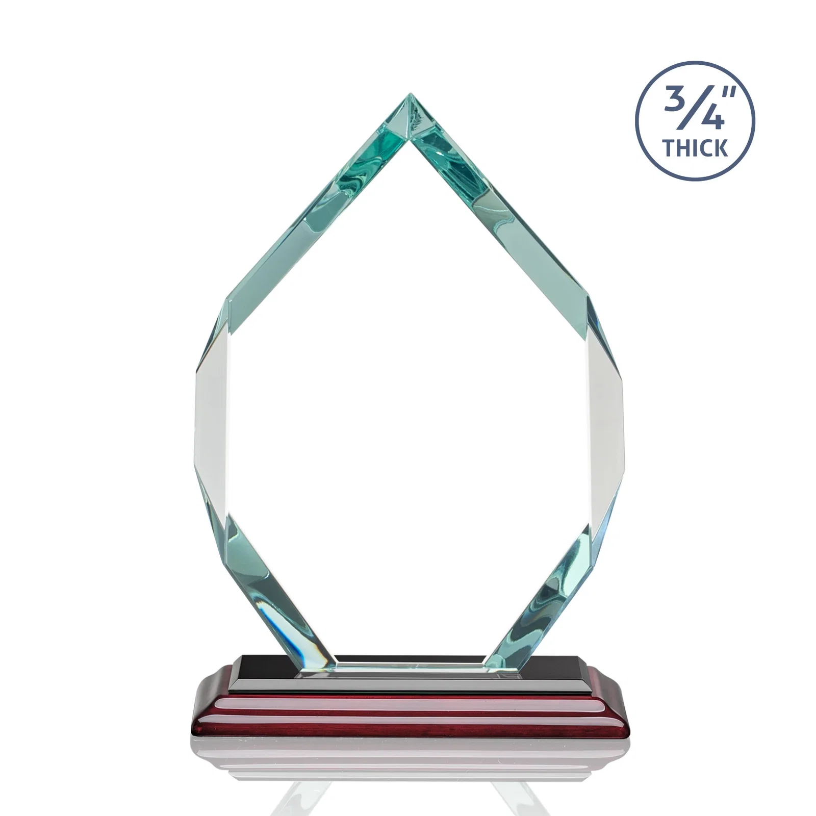 Custom Starfire Crystal Six-Sided Award With Constant-Width Bevels, with your company name for donor appreciation