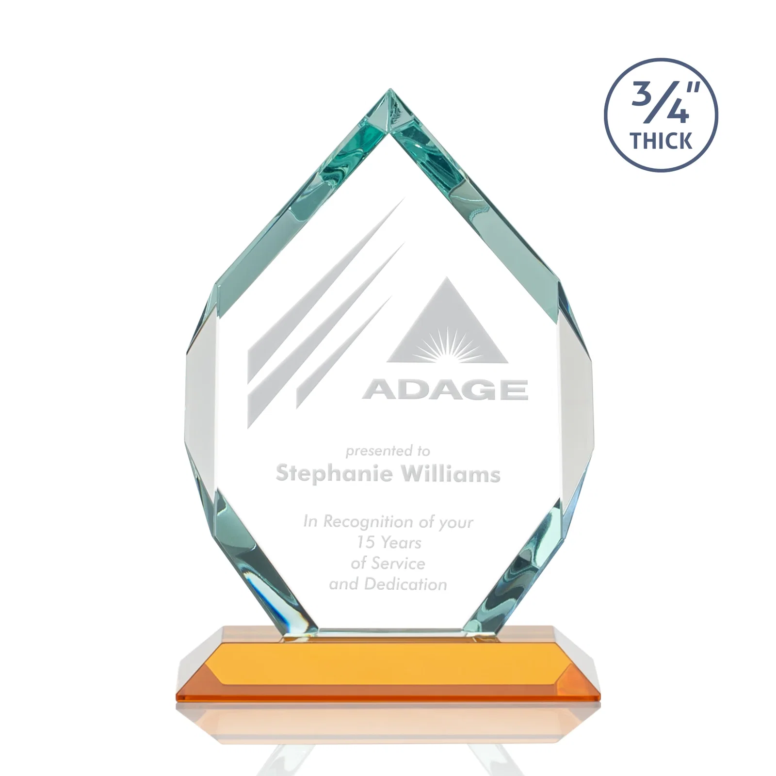 Personalized Starfire Crystal Six-Sided Award With Constant-Width Bevels for donor appreciation