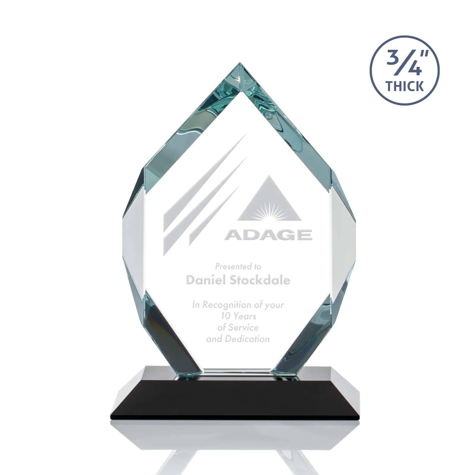 Custom Starfire Crystal Six-Sided Award With Constant-Width Bevels for corporate award ceremonies