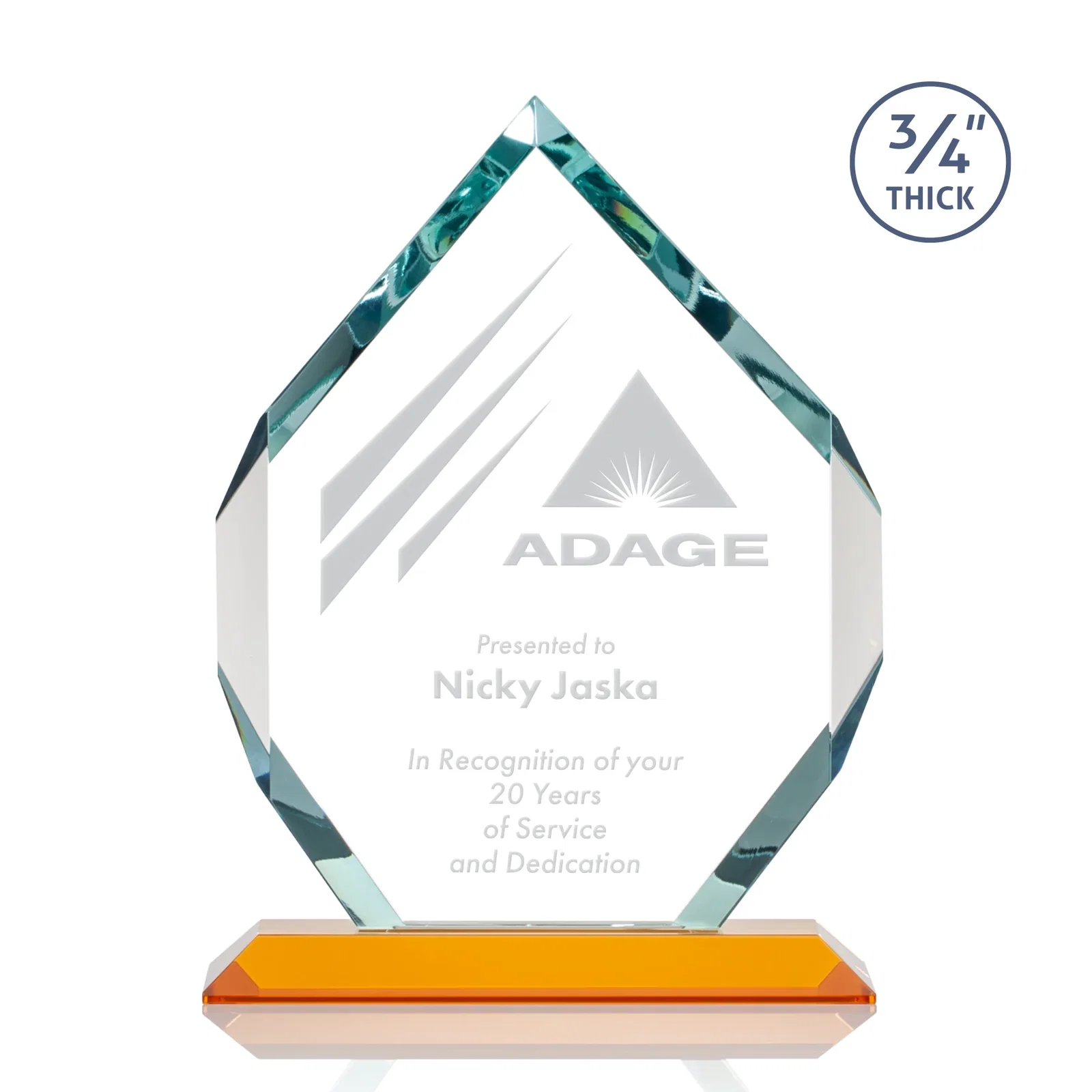 Personalized Starfire Crystal Six-Sided Award With Constant-Width Bevels for graduation ceremonies