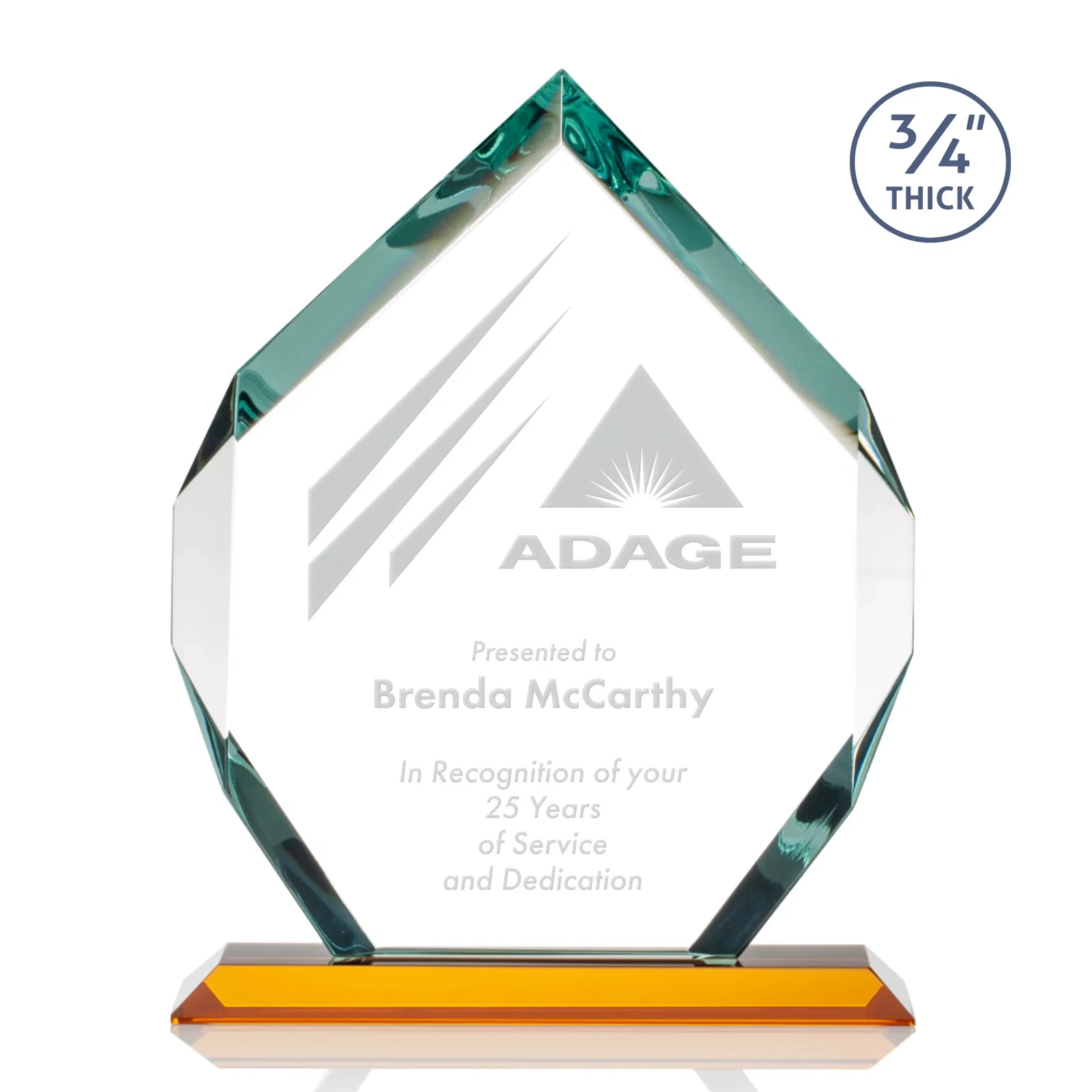 Personalized Starfire Crystal Six-Sided Award With Constant-Width Bevels for safety achievement programs