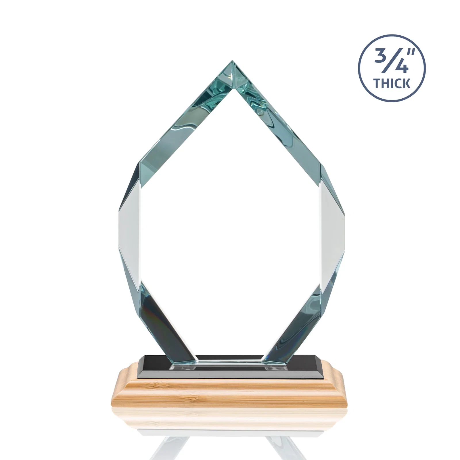 Custom Starfire Crystal Six-Sided Award With Constant-Width Bevels, with your company name for volunteer appreciation