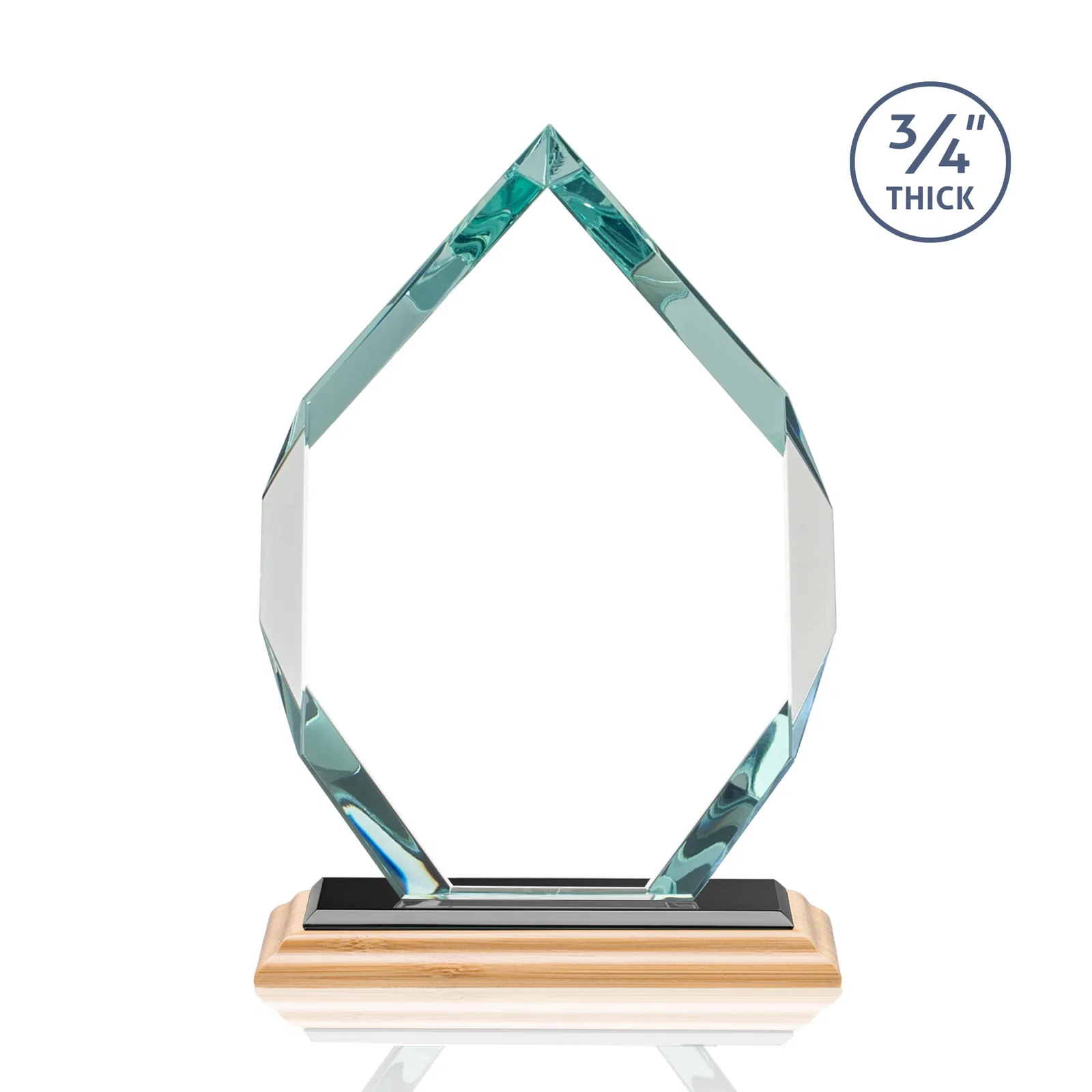 Custom Starfire Crystal Six-Sided Award With Constant-Width Bevels, with your company name for dealer and partner awards