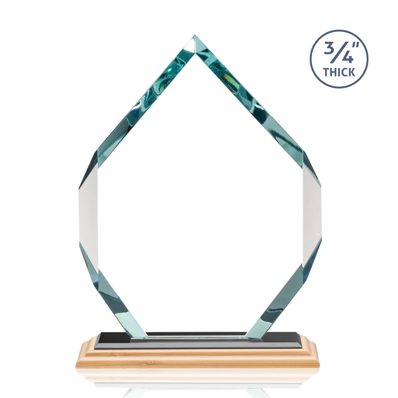 Custom Starfire Crystal Six-Sided Award With Constant-Width Bevels, with your company name for company anniversary events