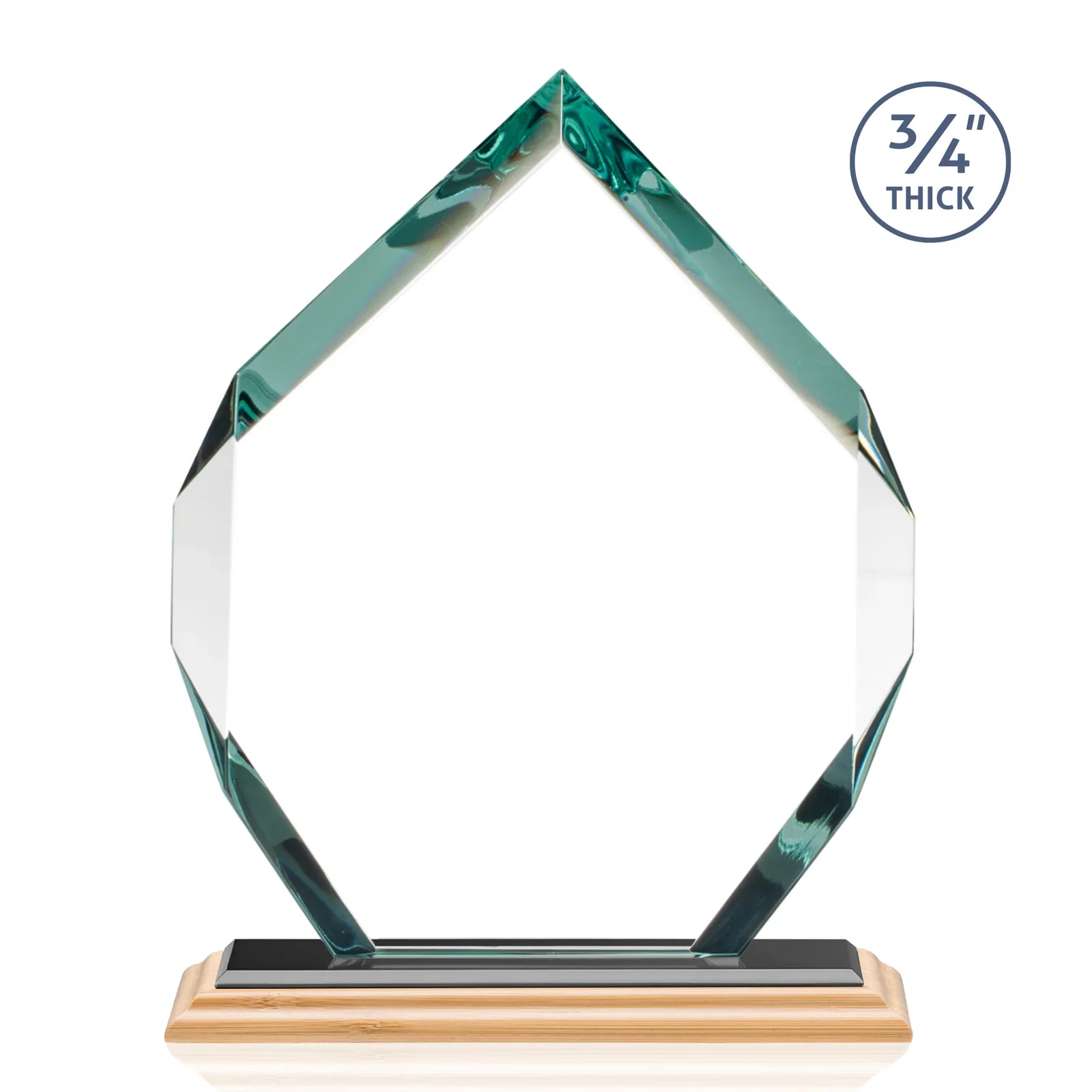 Personalized Starfire Crystal Six-Sided Award With Constant-Width Bevels, with your company name for employee recognition