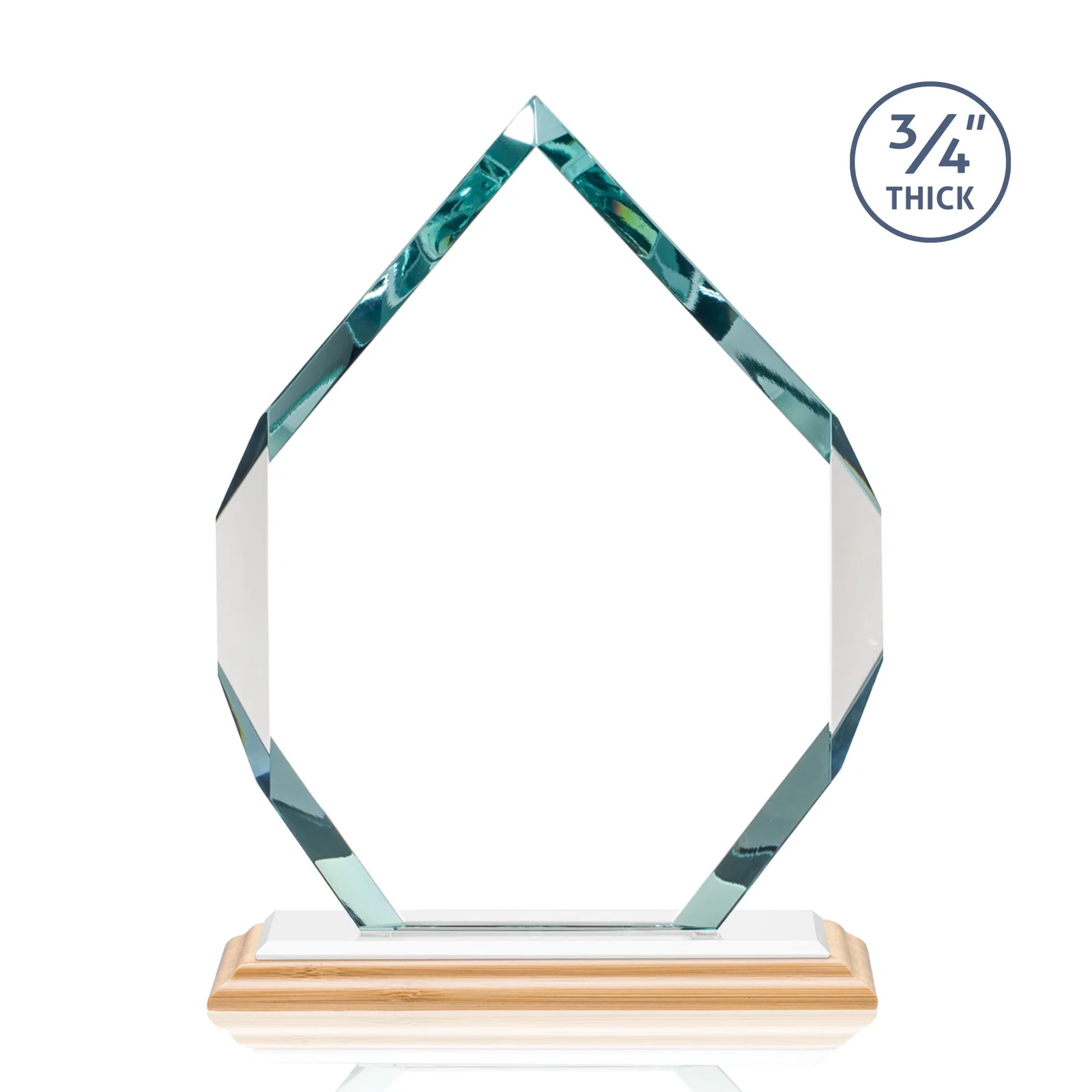Personalized Starfire Crystal Six-Sided Award With Constant-Width Bevels, with your company name for sales achievement awards