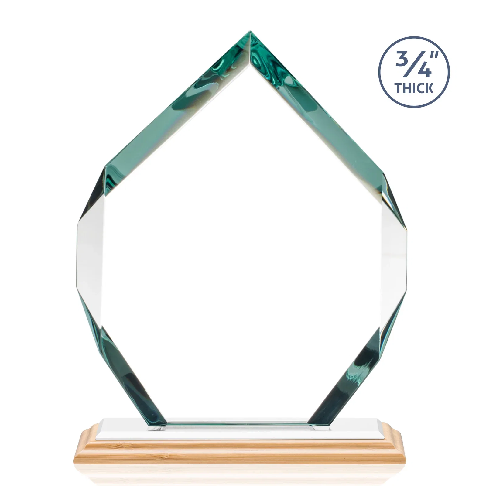 Personalized Starfire Crystal Six-Sided Award With Constant-Width Bevels, with your company name for retirement presentations