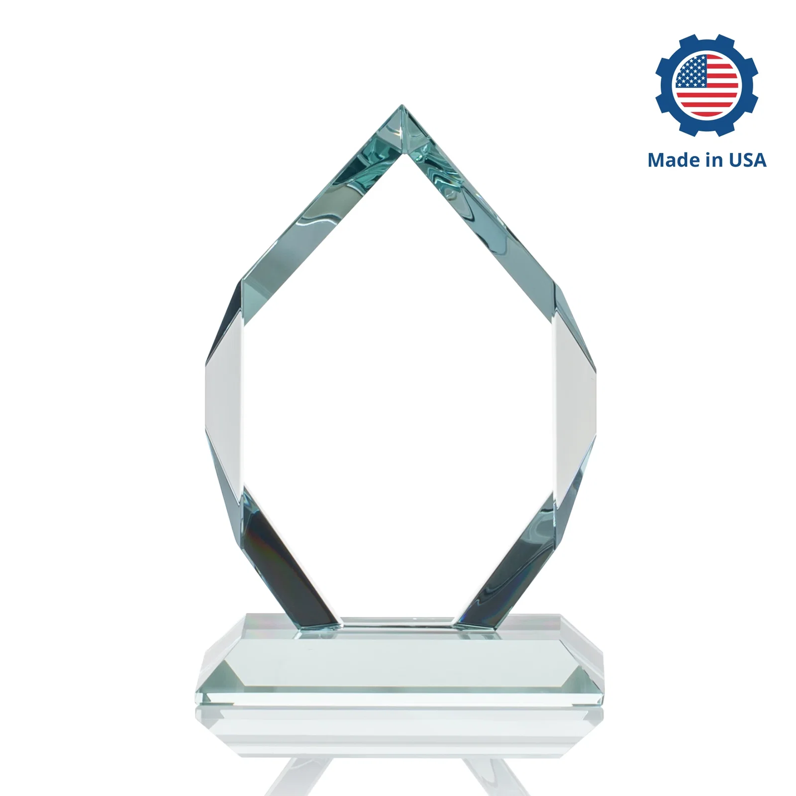 Personalized Starfire Crystal Six-Sided Award With Constant-Width Bevels, with your company name for team milestone celebrations