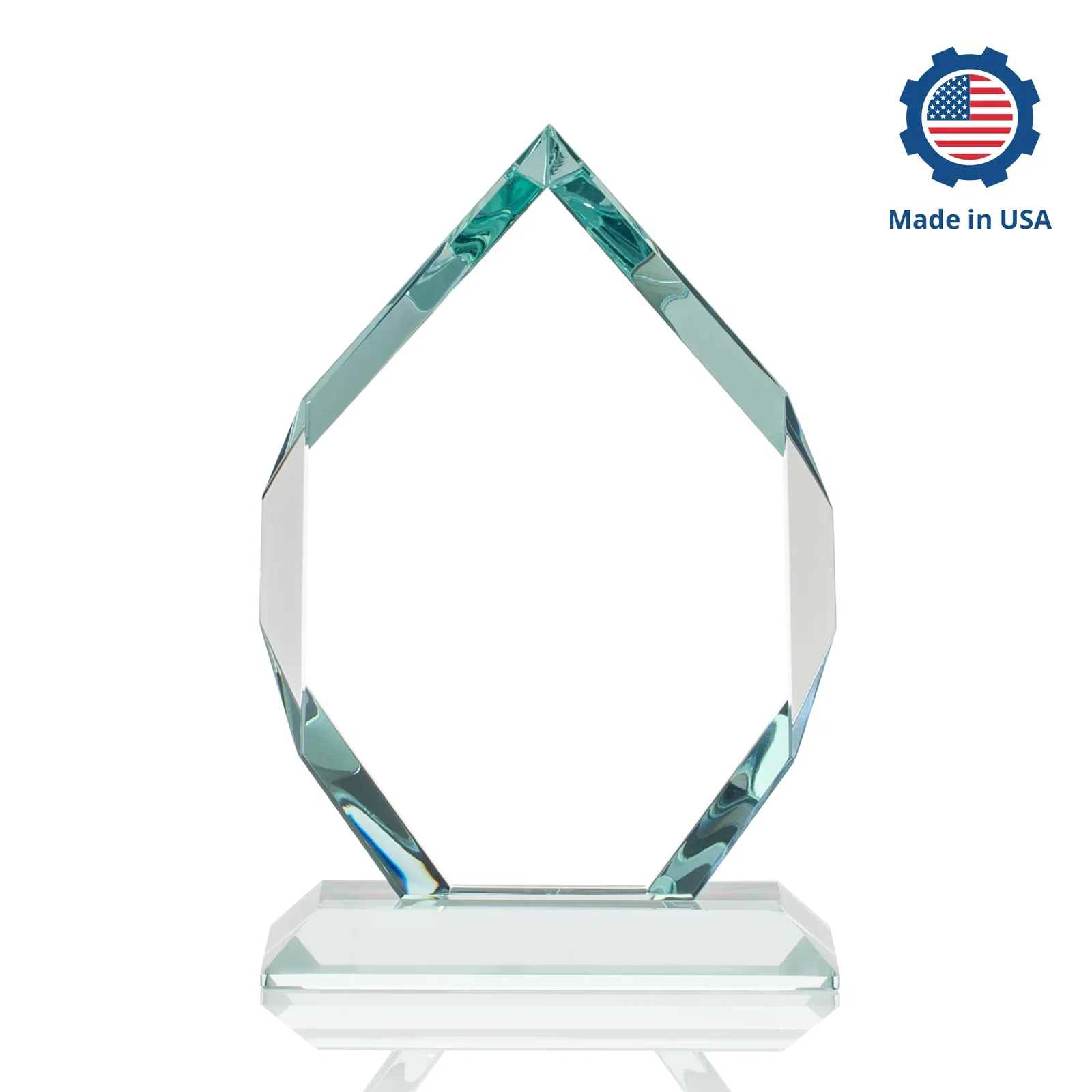 Personalized Starfire Crystal Six-Sided Award With Constant-Width Bevels, with your company name for donor appreciation