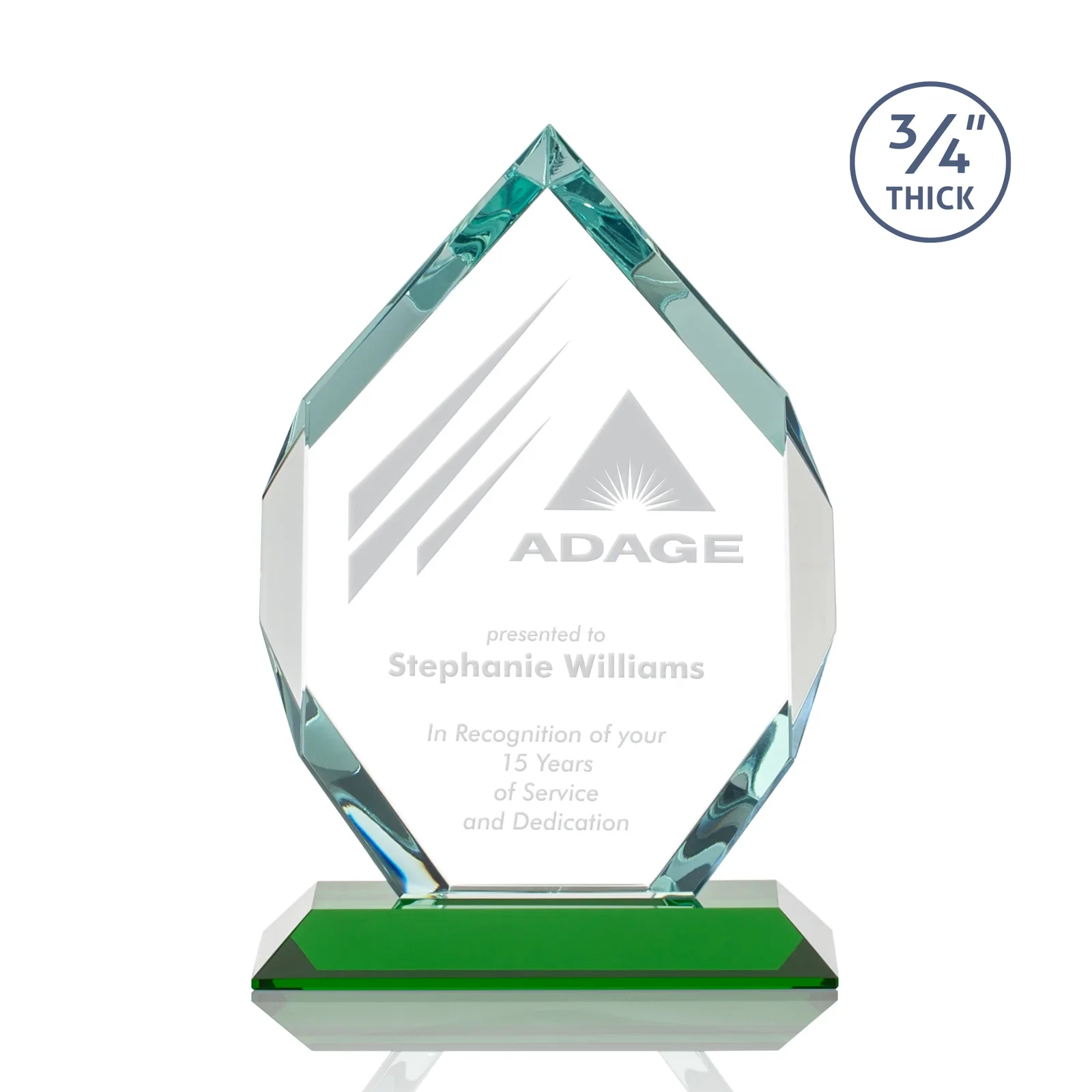 Personalized Starfire Crystal Six-Sided Award With Constant-Width Bevels for company anniversary events