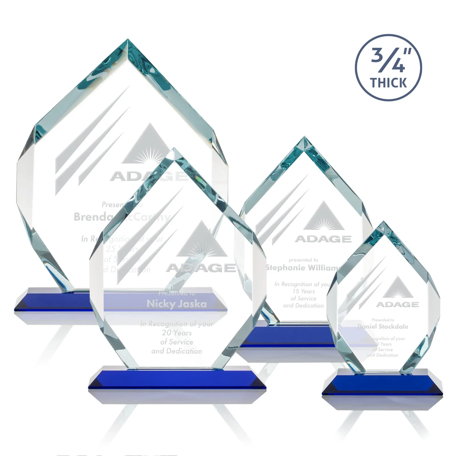 Promotional Starfire Crystal Six-Sided Award With Constant-Width Bevels for service anniversary gifts