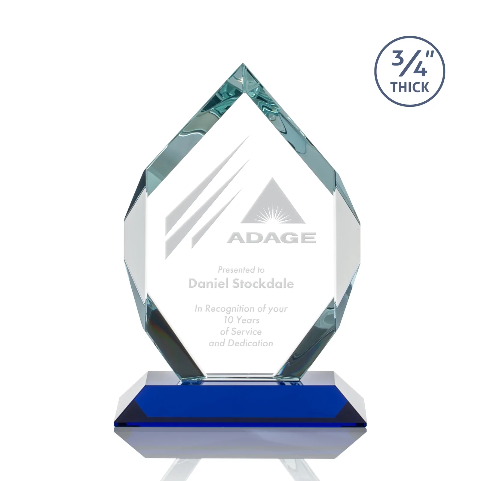 Promotional Starfire Crystal Six-Sided Award With Constant-Width Bevels for sales achievement awards