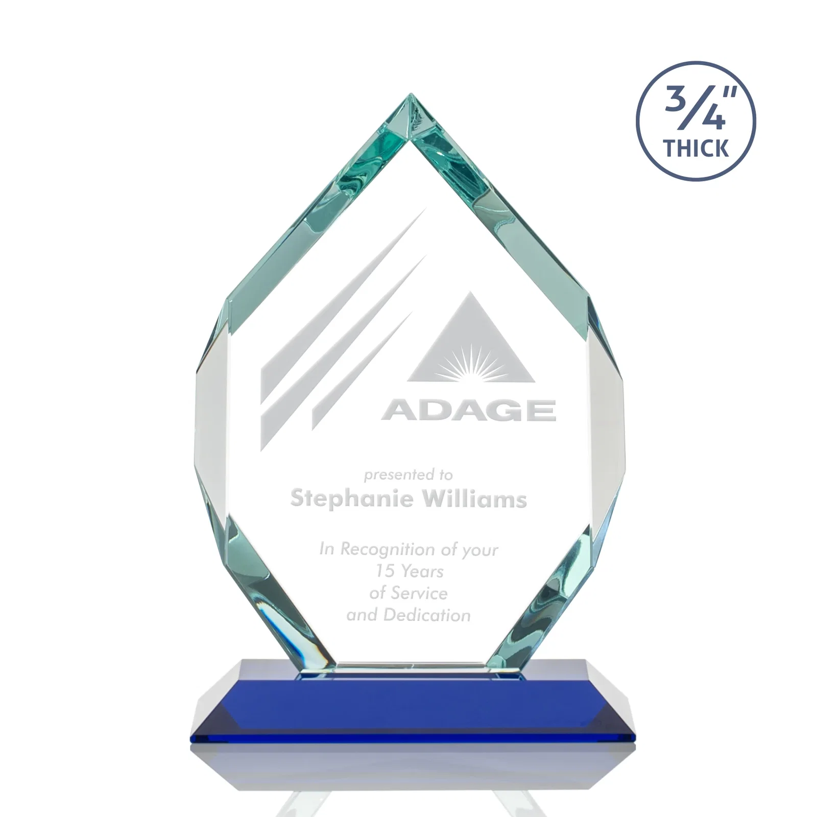 Promotional Starfire Crystal Six-Sided Award With Constant-Width Bevels for retirement presentations