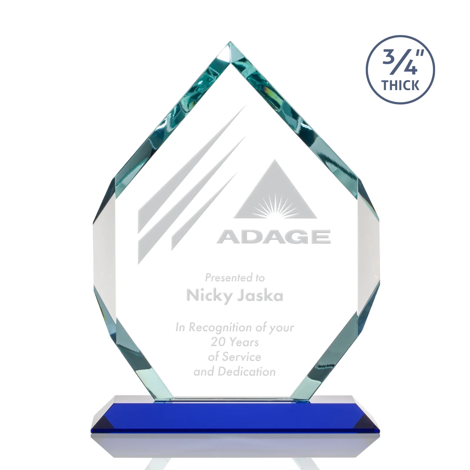 Promotional Starfire Crystal Six-Sided Award With Constant-Width Bevels for team milestone celebrations