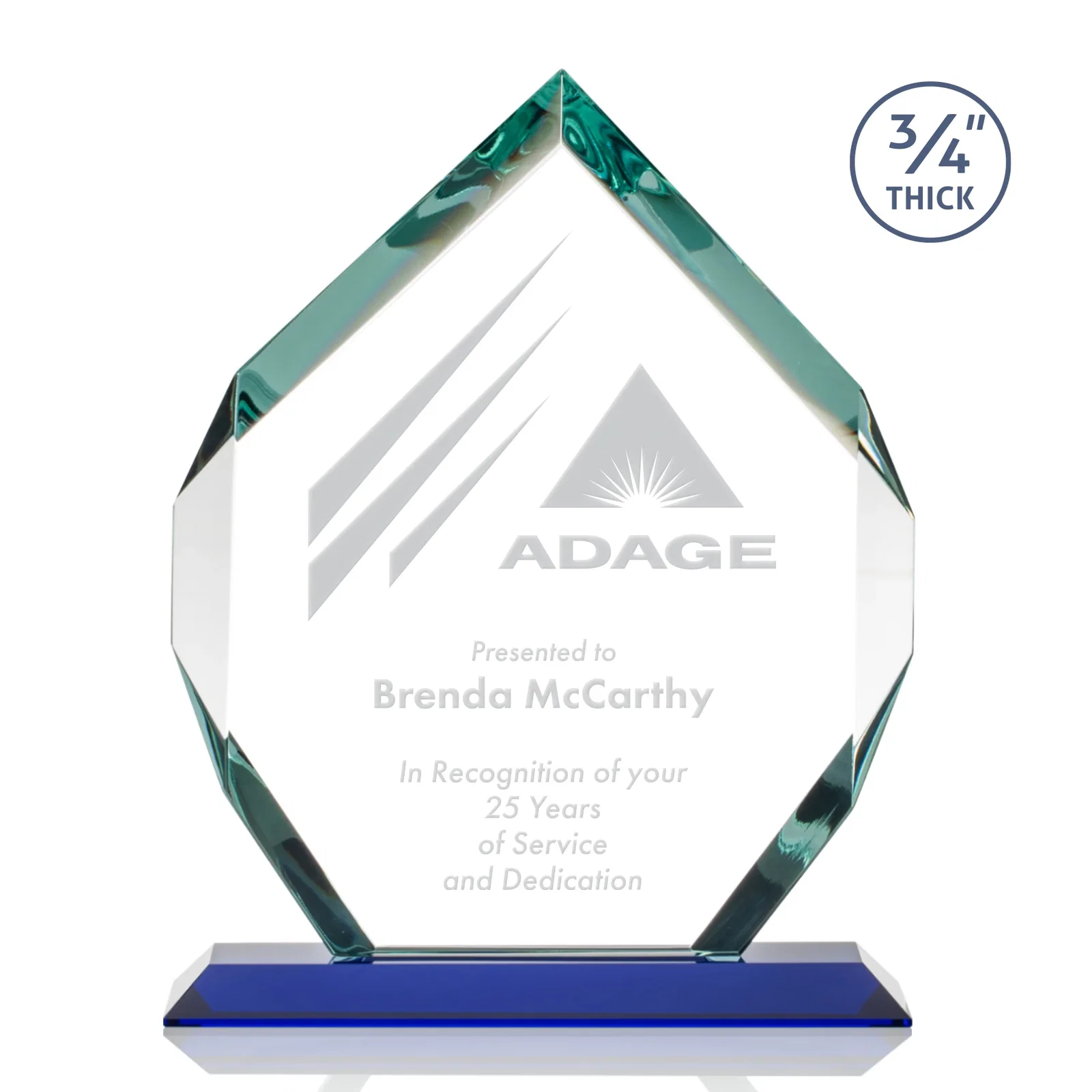 Promotional Starfire Crystal Six-Sided Award With Constant-Width Bevels for donor appreciation
