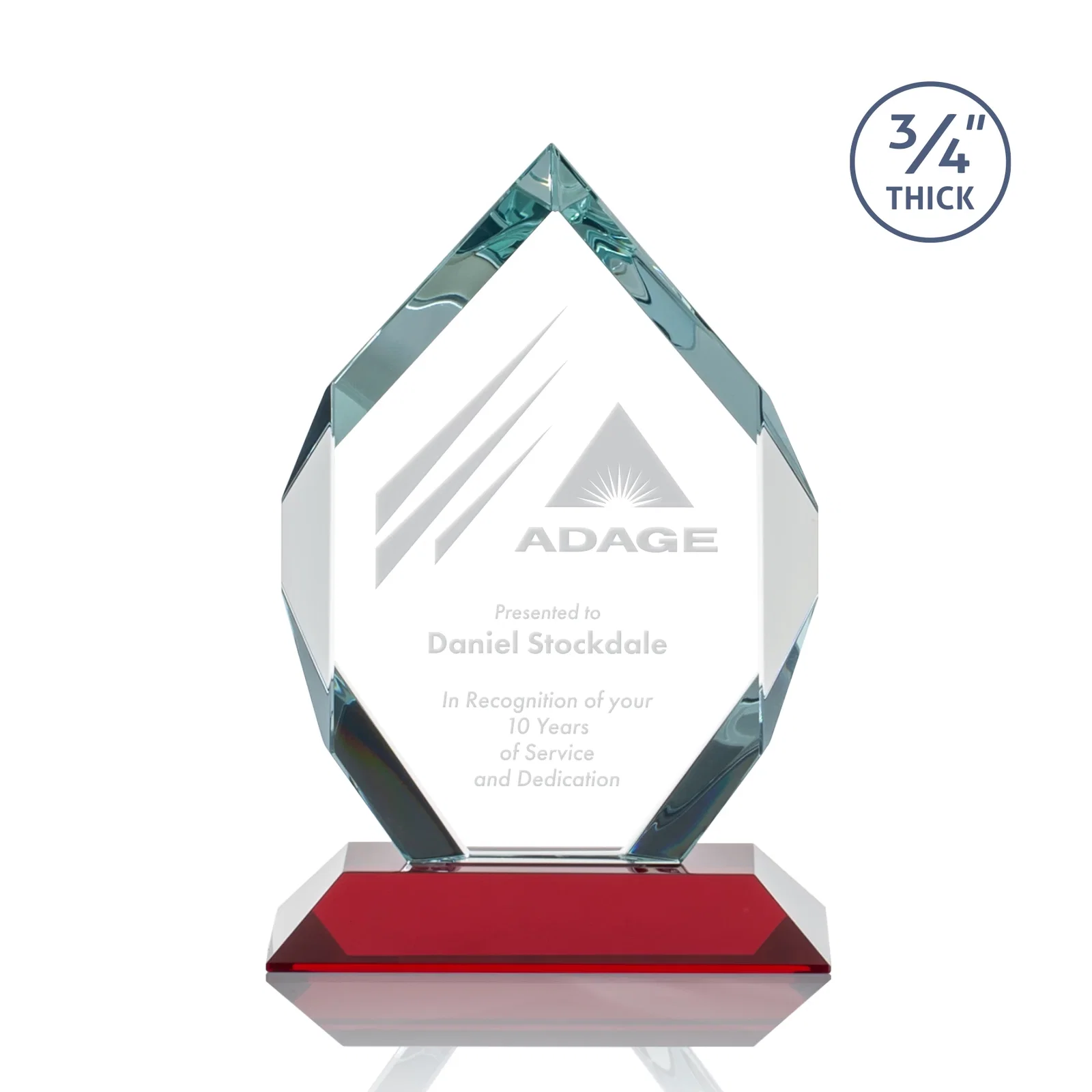 Promotional Starfire Crystal Six-Sided Award With Constant-Width Bevels for safety achievement programs