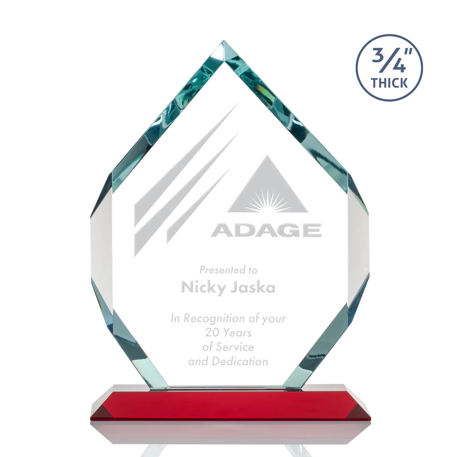 Promotional Starfire Crystal Six-Sided Award With Constant-Width Bevels for dealer and partner awards