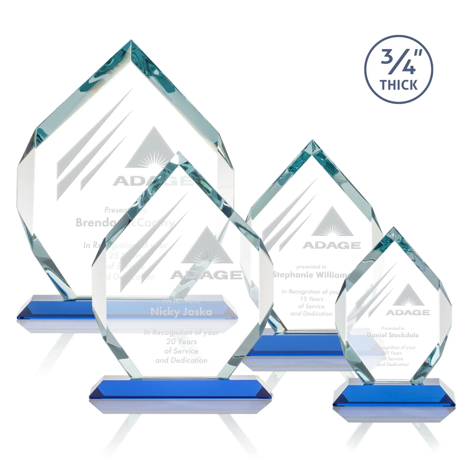 Branded Starfire Crystal Six-Sided Award With Constant-Width Bevels for employee recognition