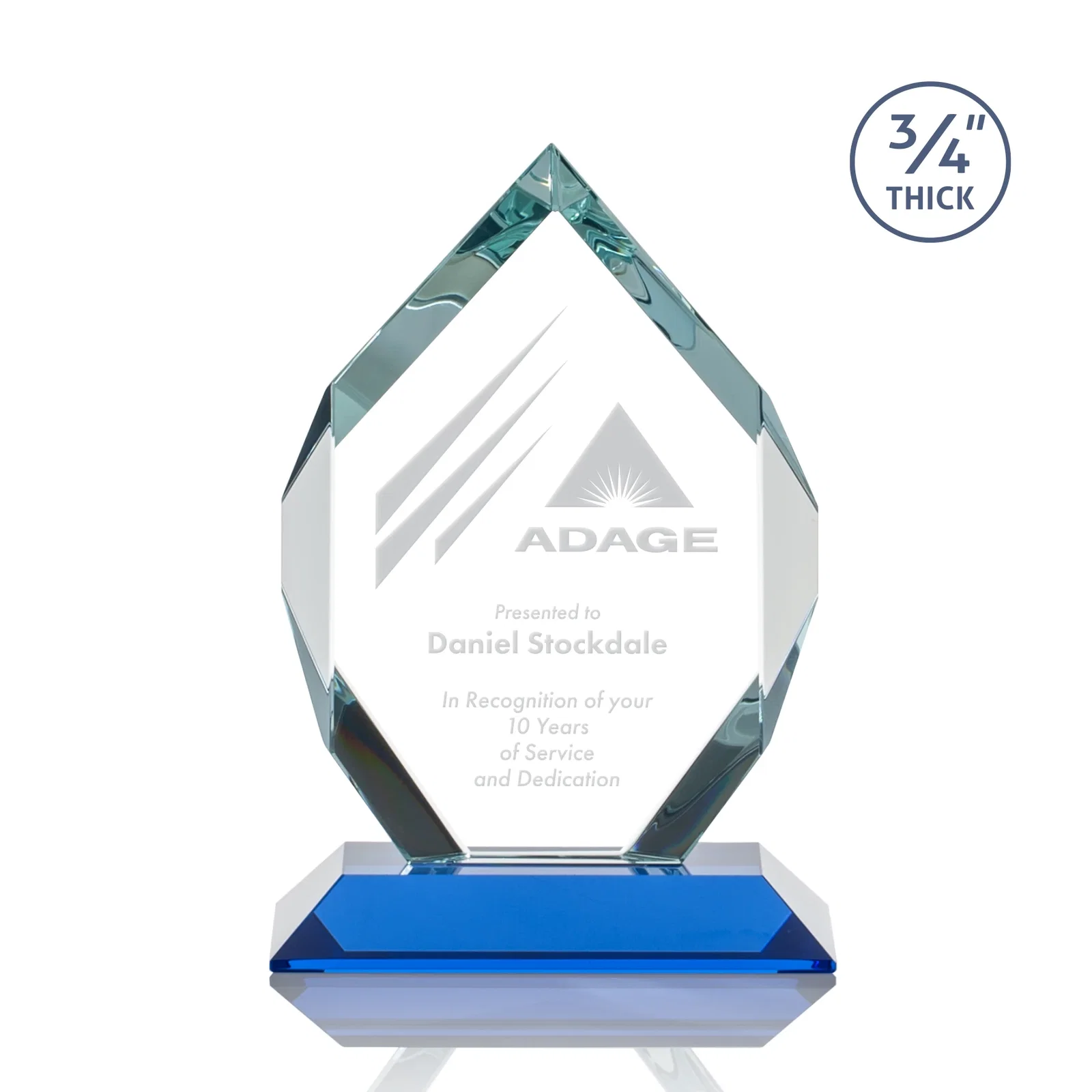 Branded Starfire Crystal Six-Sided Award With Constant-Width Bevels for corporate award ceremonies